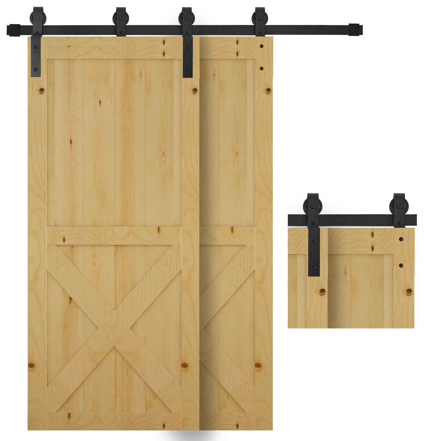 Skjutdörrsystem, kolstål, svart, 9-delat set