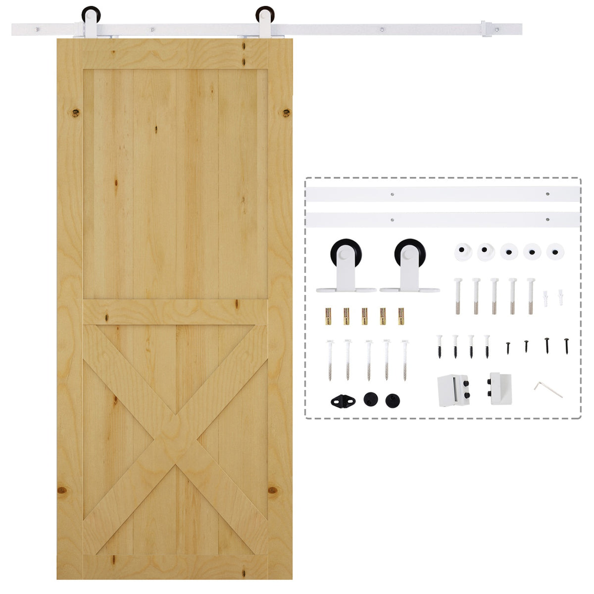 Skyvedørsystem 183 cm, karbonstål, komplett sett