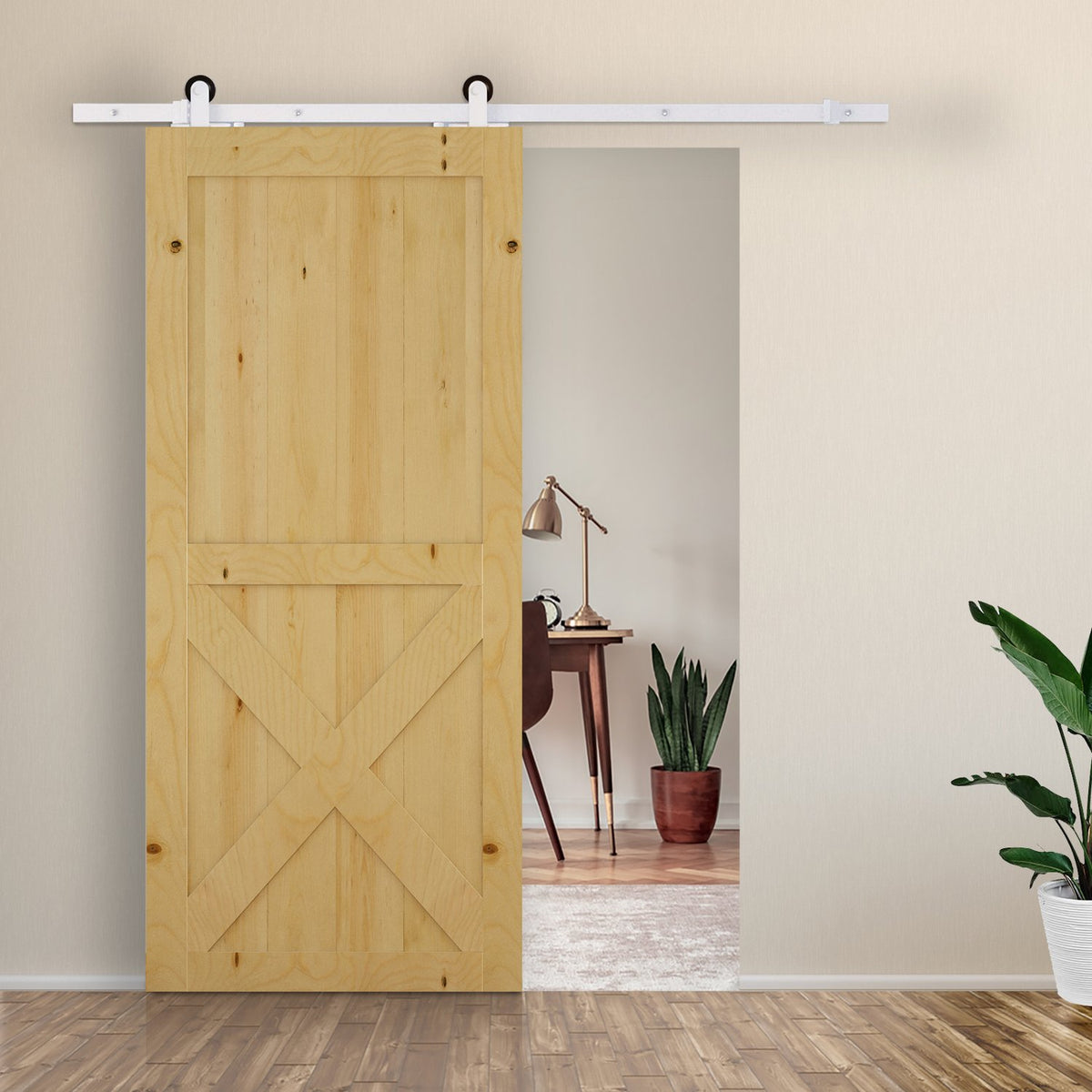 Skyvedørsystem 183 cm, karbonstål, komplett sett