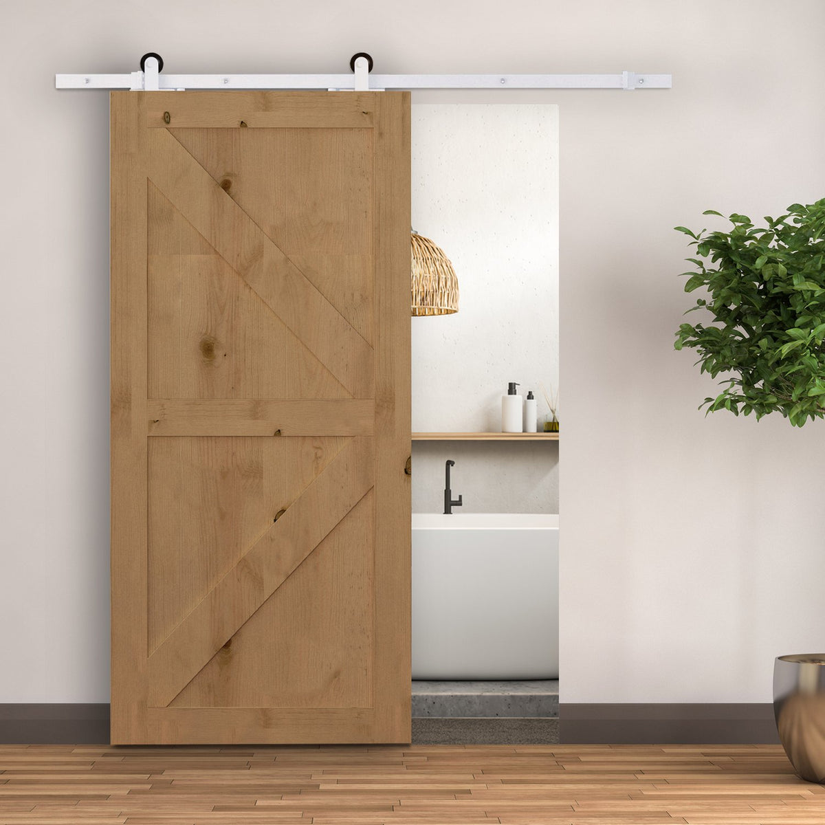 Skyvedørsystem 183 cm, karbonstål, komplett sett