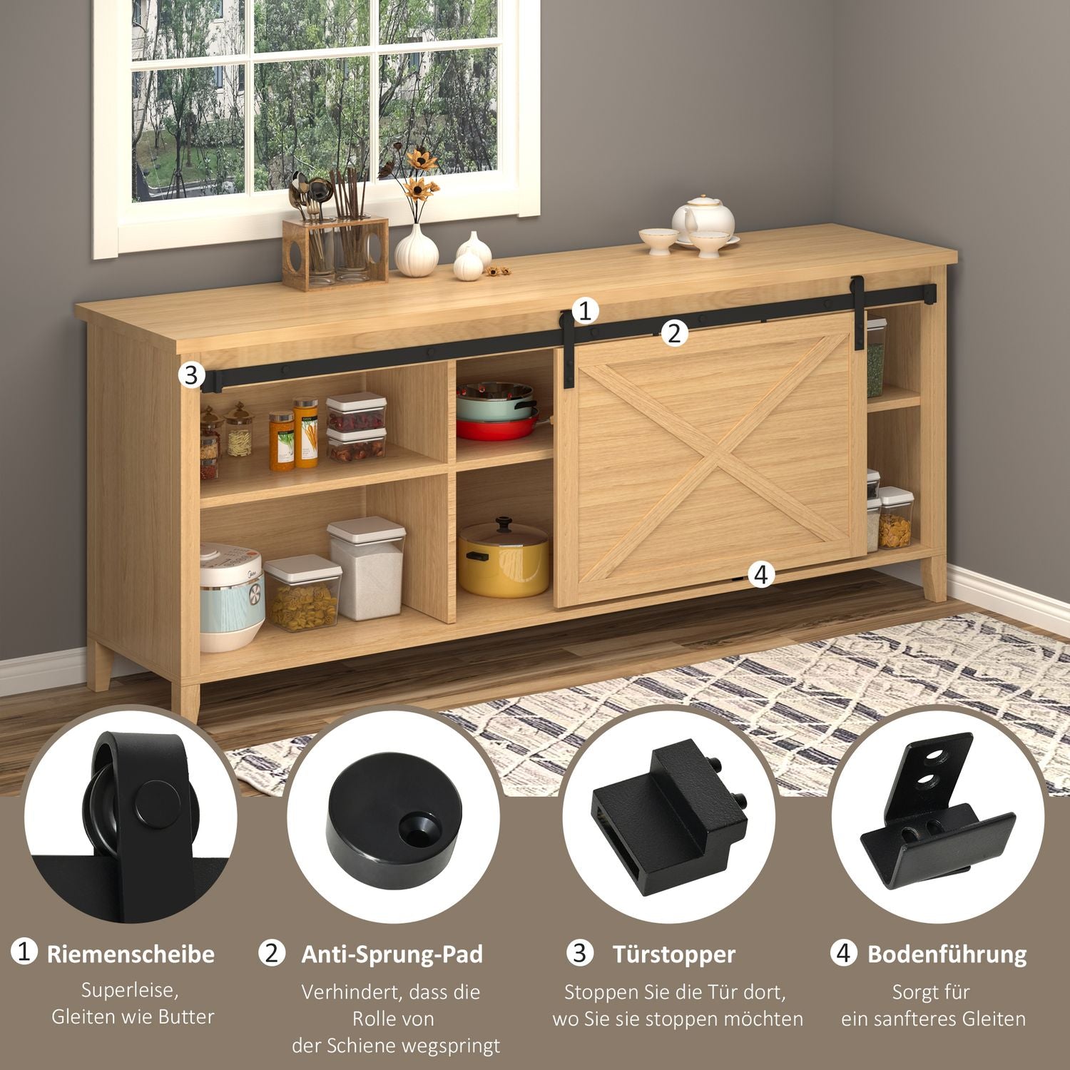 Skjutdörrsystem, Kolstål, 183 cm, Svart