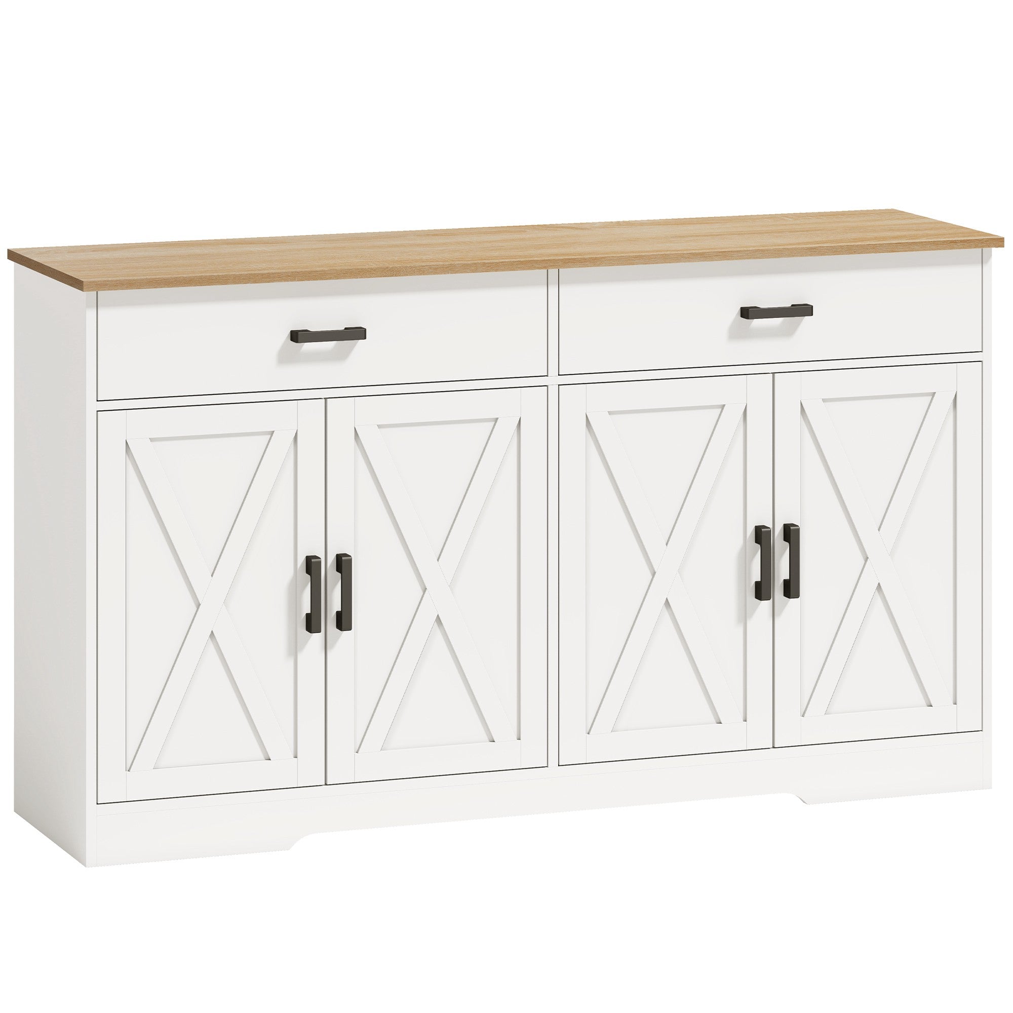 Skänk i lantlig stil, buffé, 140 cm, 2 lådor, vit