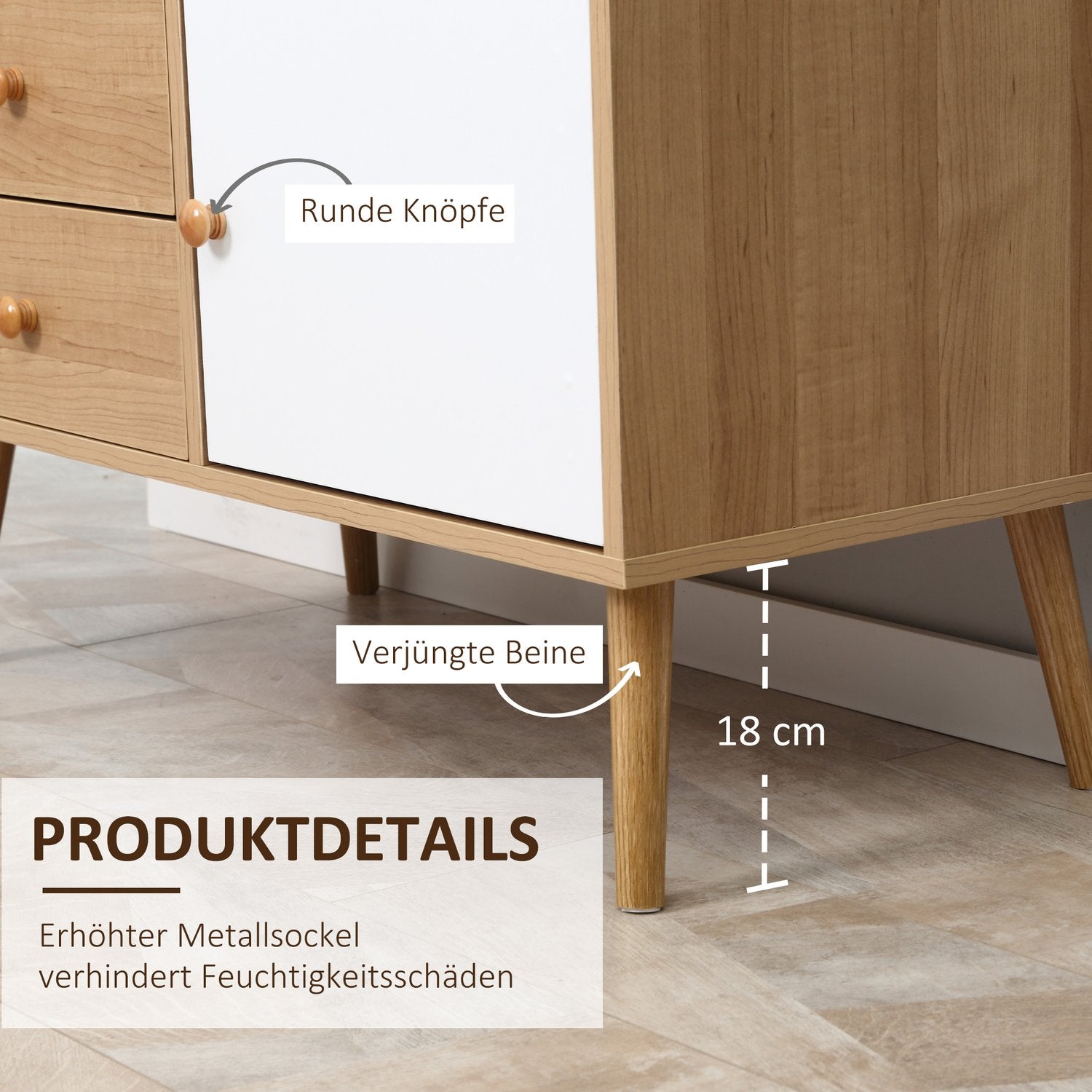 Skänkskåp med öppna fack, Scandi Design, Naturvit