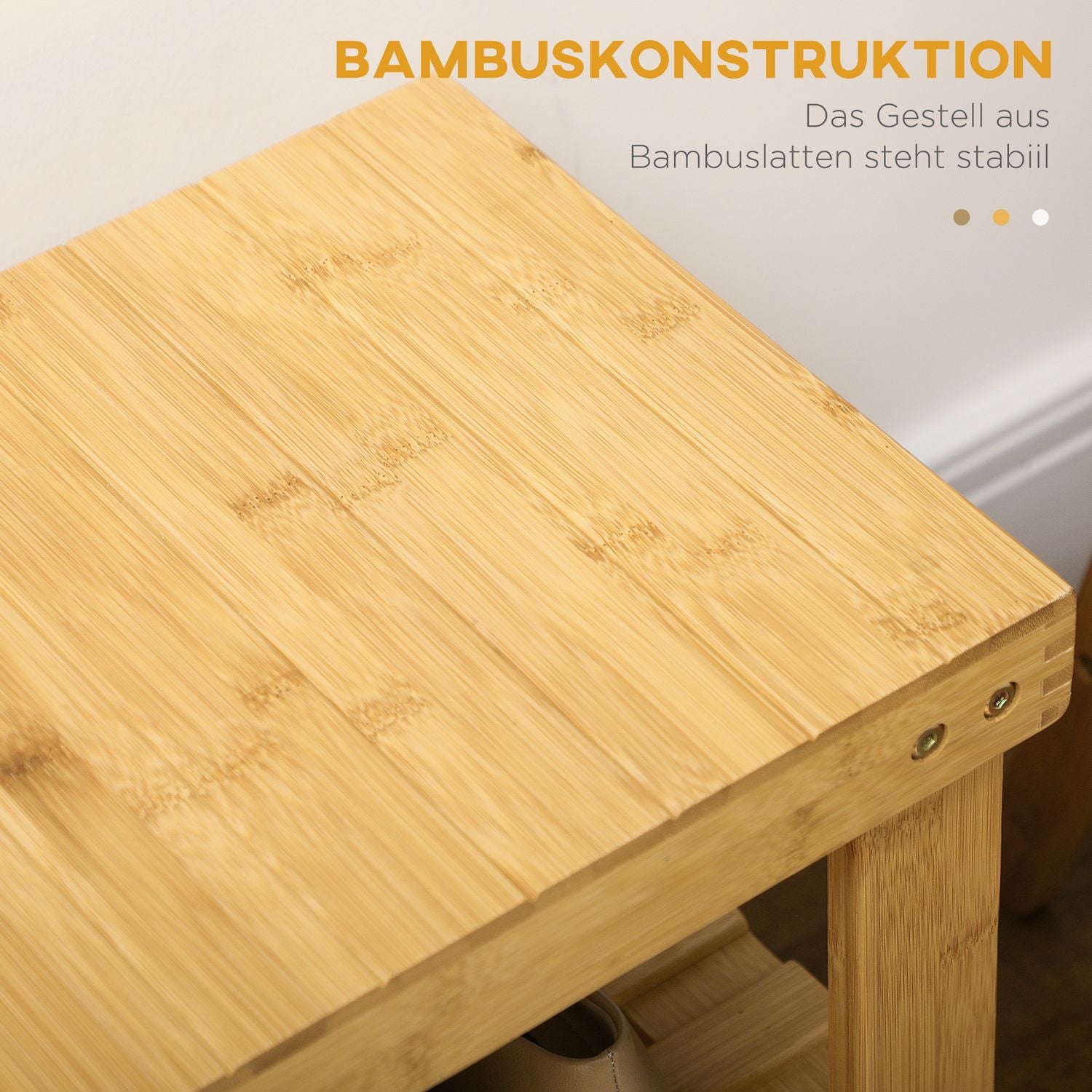 Skoställsbänk i bambu – 3-vånings, passar 6 par, naturlig
