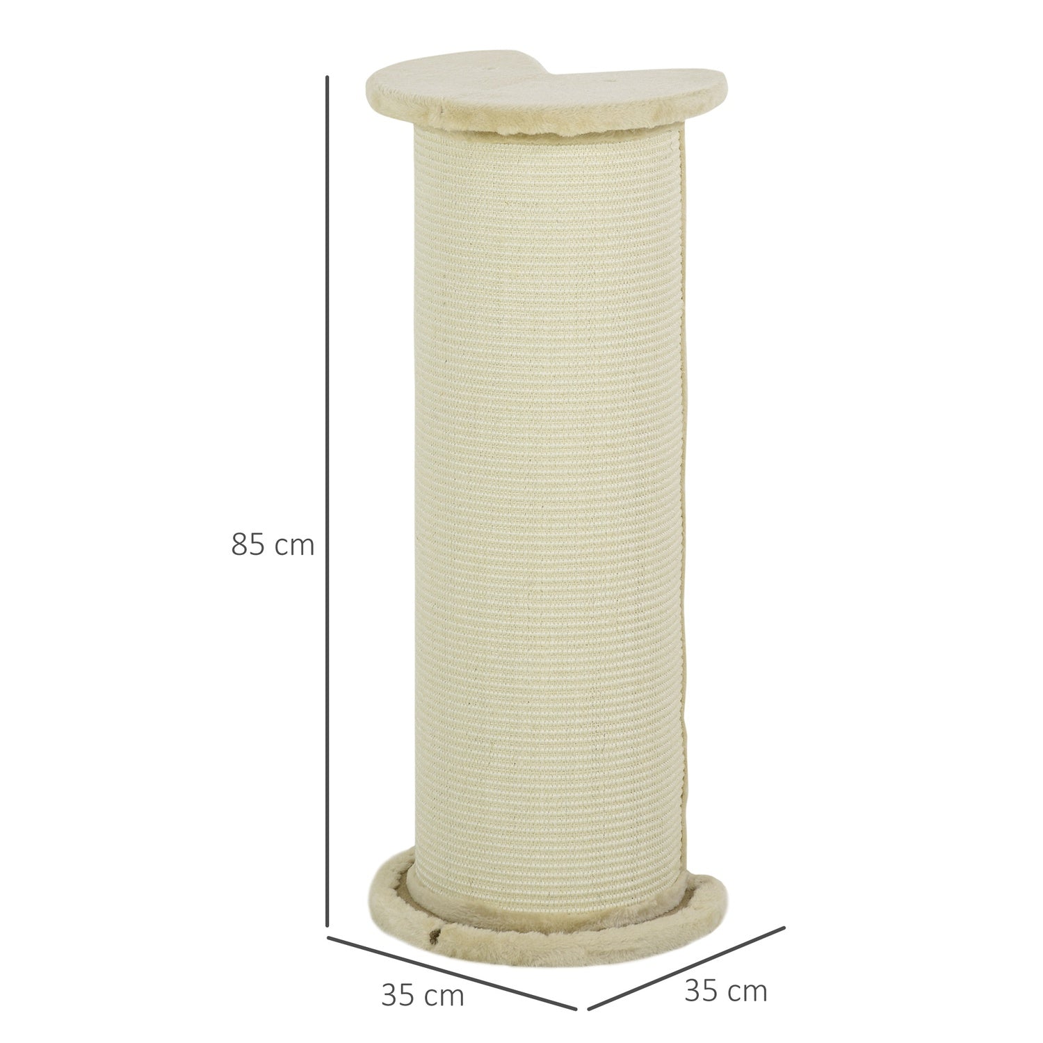 Kattskrapstolpe, 85 cm, sisalrep, plyschkräm