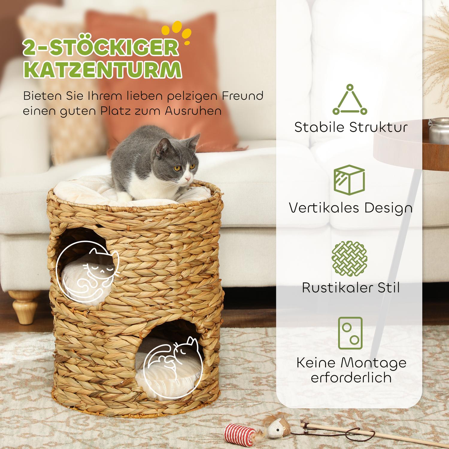 Cat Scratching Barrel, Vattenhyacint, 50 cm, Ljusbrun