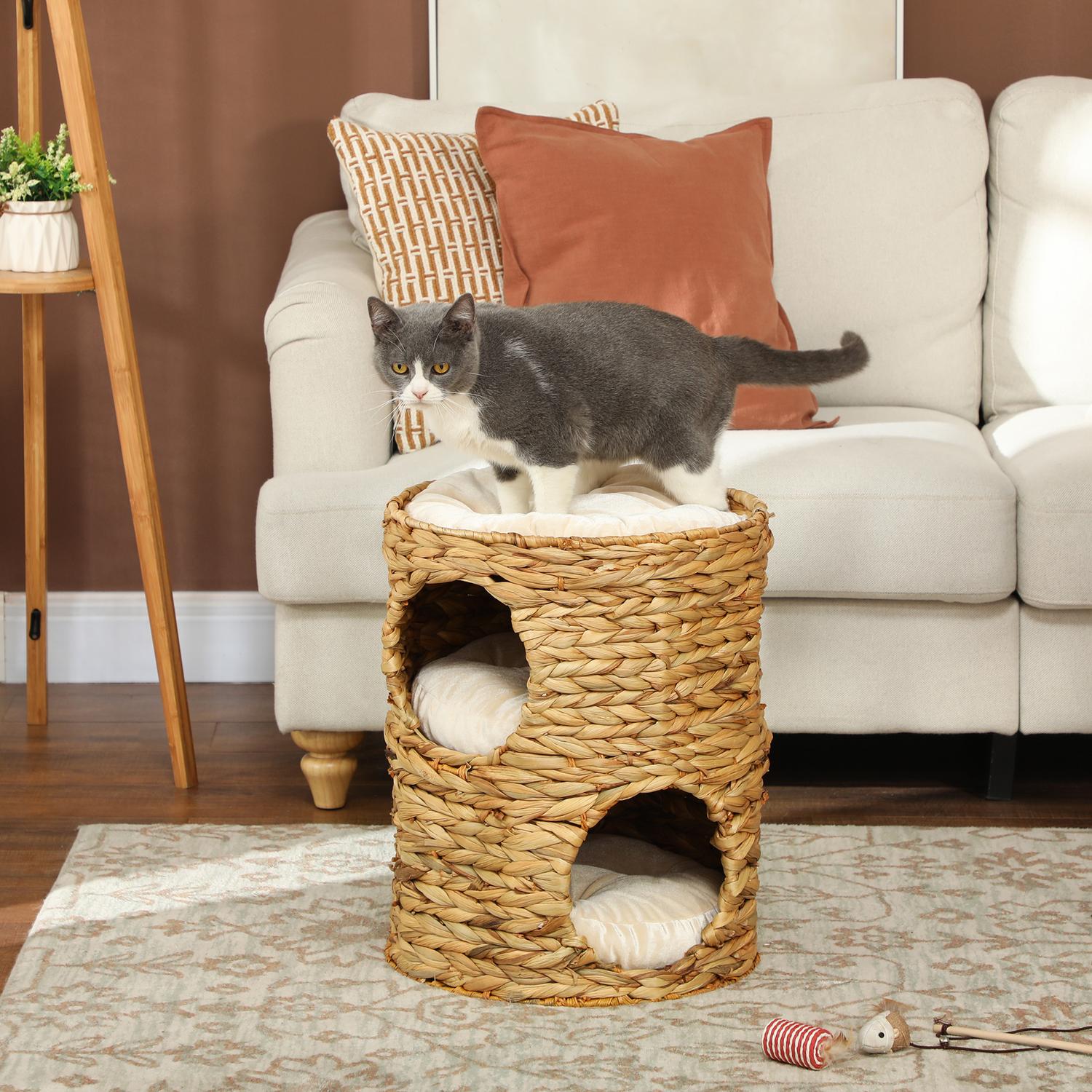 Cat Scratching Barrel, Vattenhyacint, 50 cm, Ljusbrun