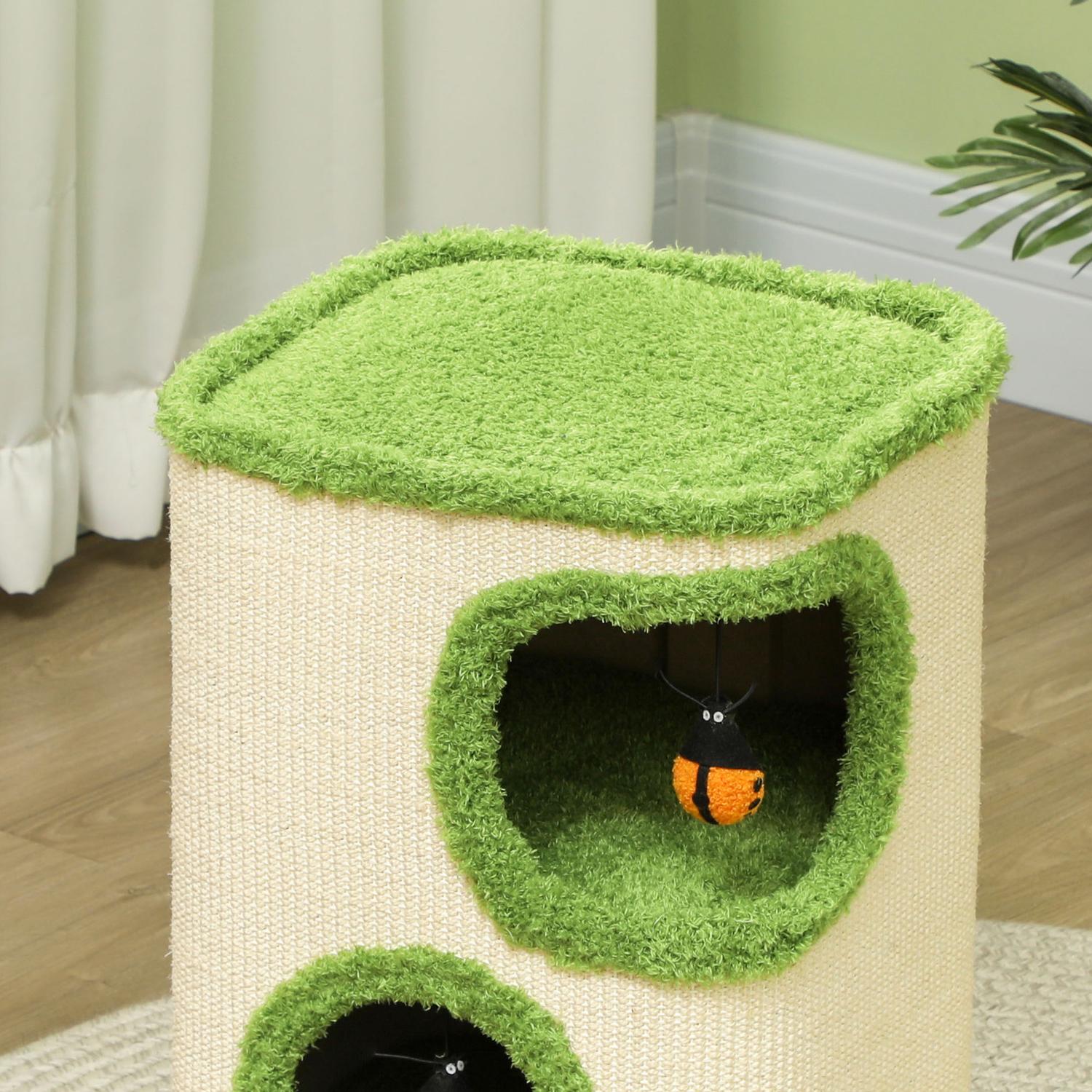 Katttunna, 52 cm hög, Sisal Cave Tower med leksaker