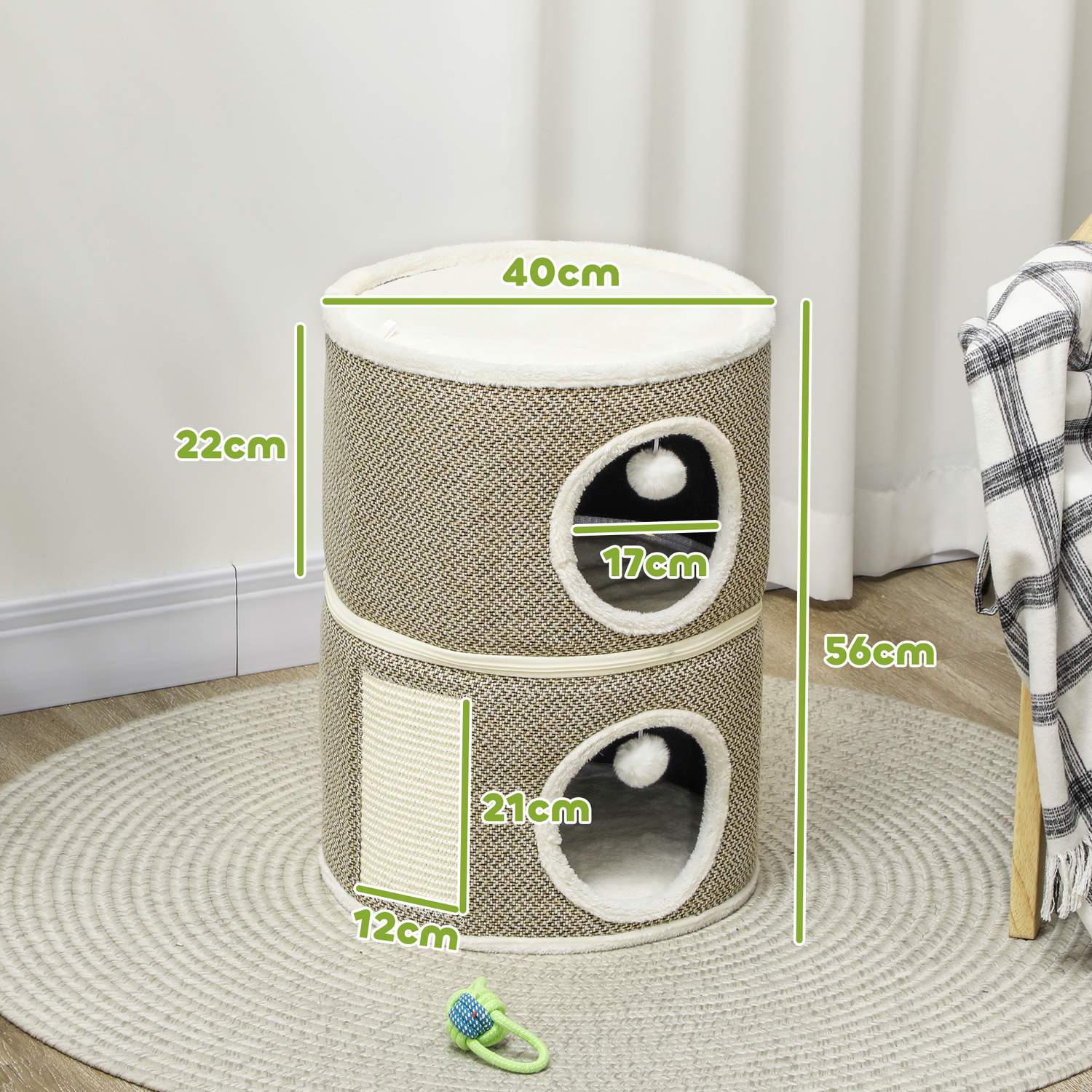 Cat Scratching Fat, Sisal, 56 cm, för katter upp till 5 kg