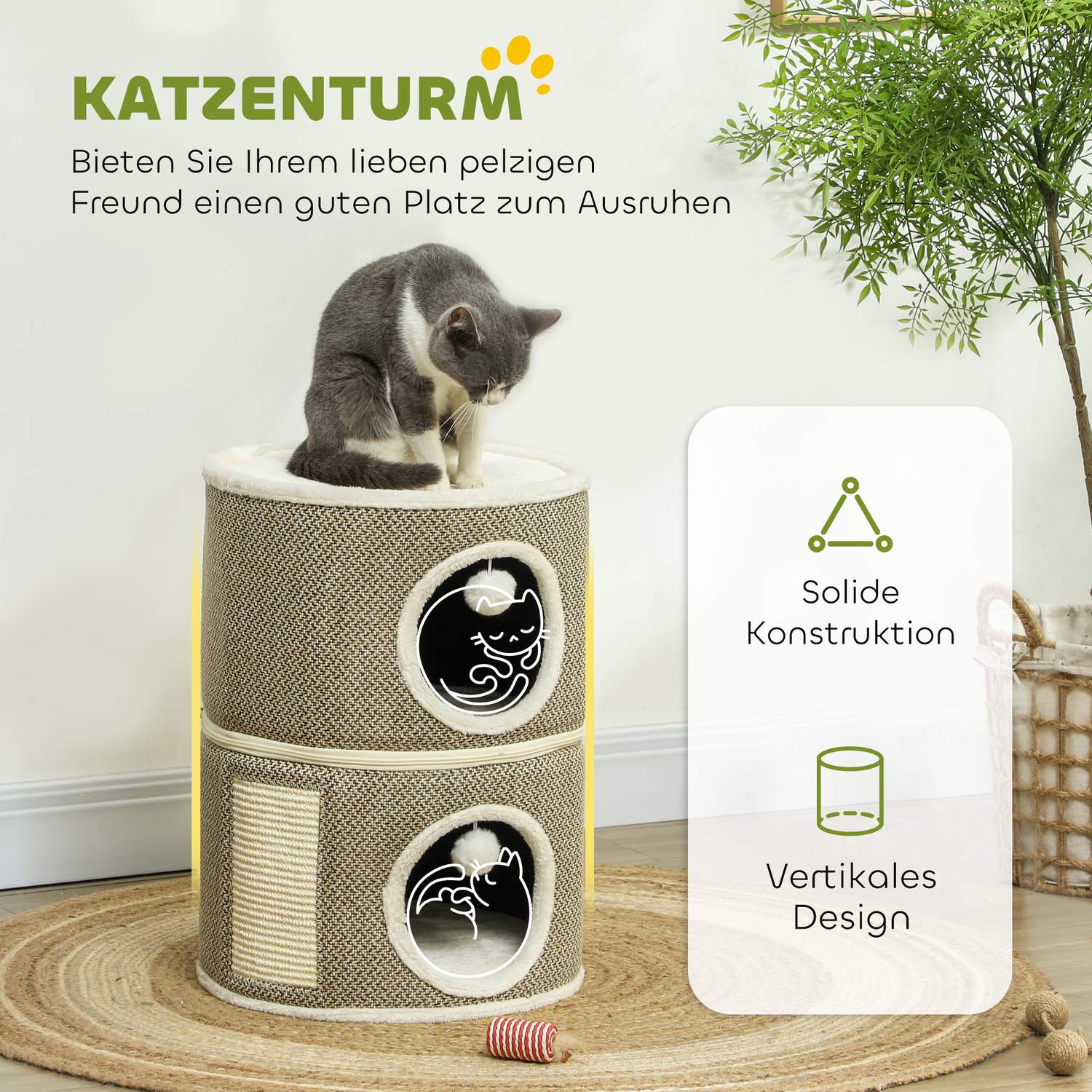 Cat Scratching Fat, Sisal, 56 cm, för katter upp till 5 kg