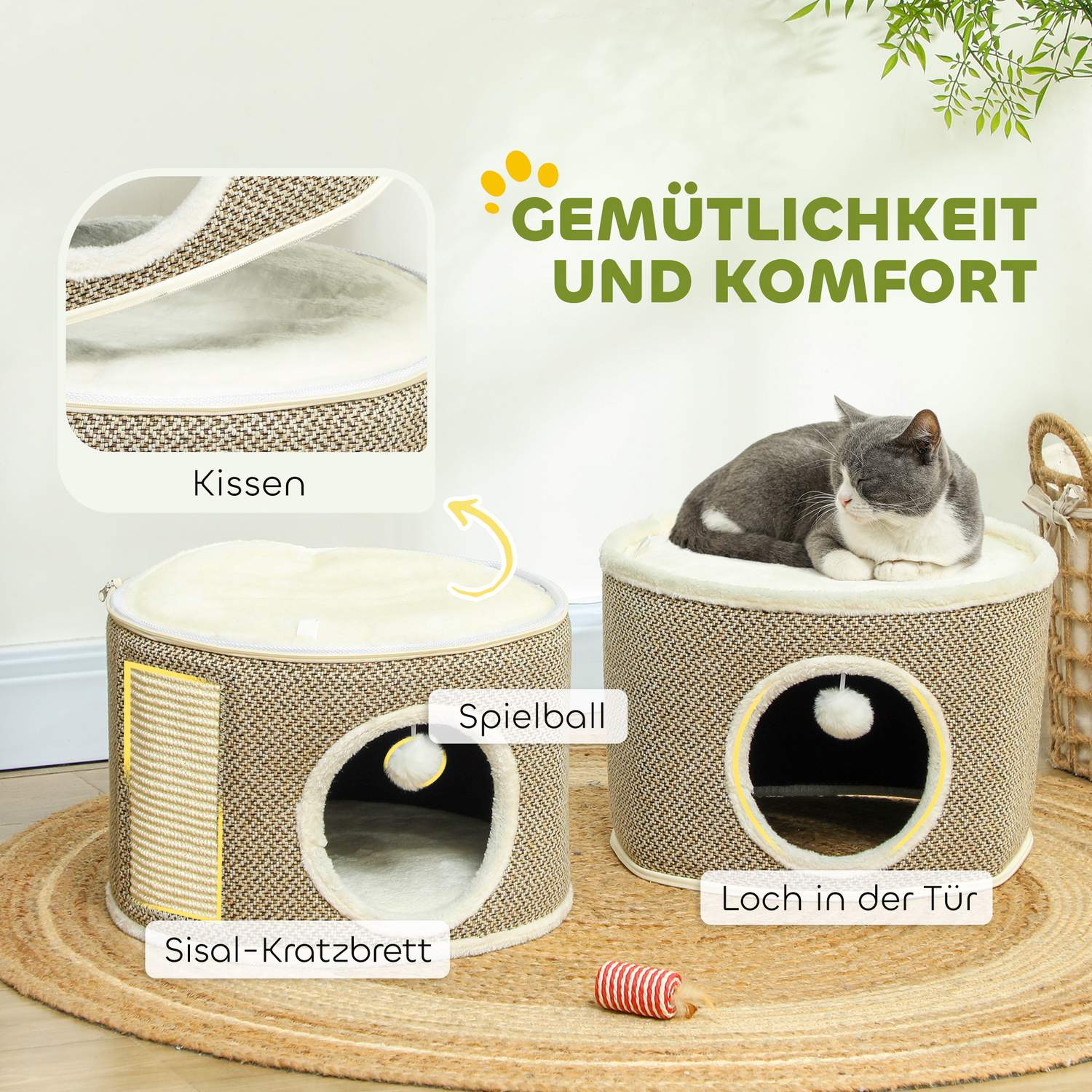 Cat Scratching Fat, Sisal, 56 cm, för katter upp till 5 kg