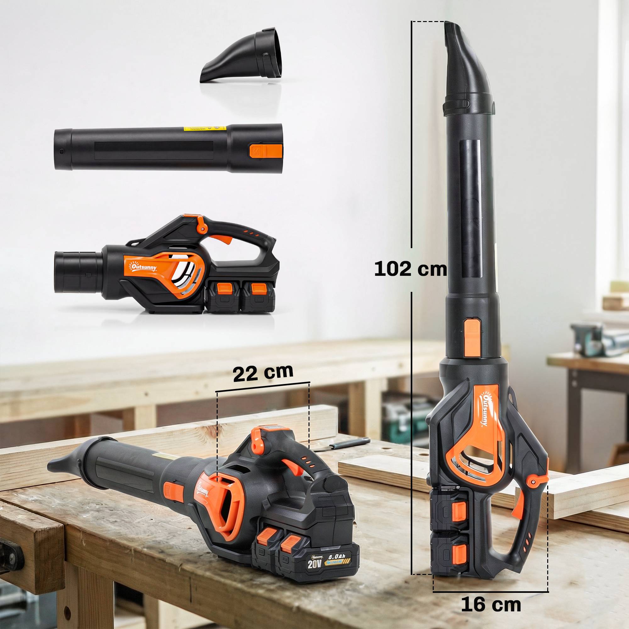 Sladdlös lövblås 20V med 2x4.0Ah batterier och laddare
