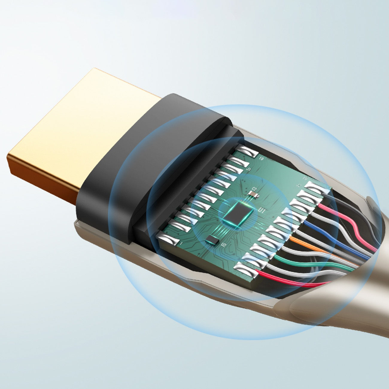 Slitstark flätad HDMI 2.0 4K 60Hz kabel 1m grå