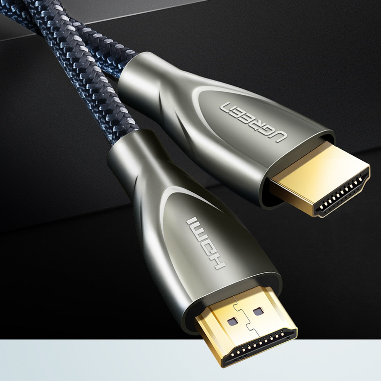 Slitstark flätad HDMI 2.0 4K 60Hz kabel 1m grå