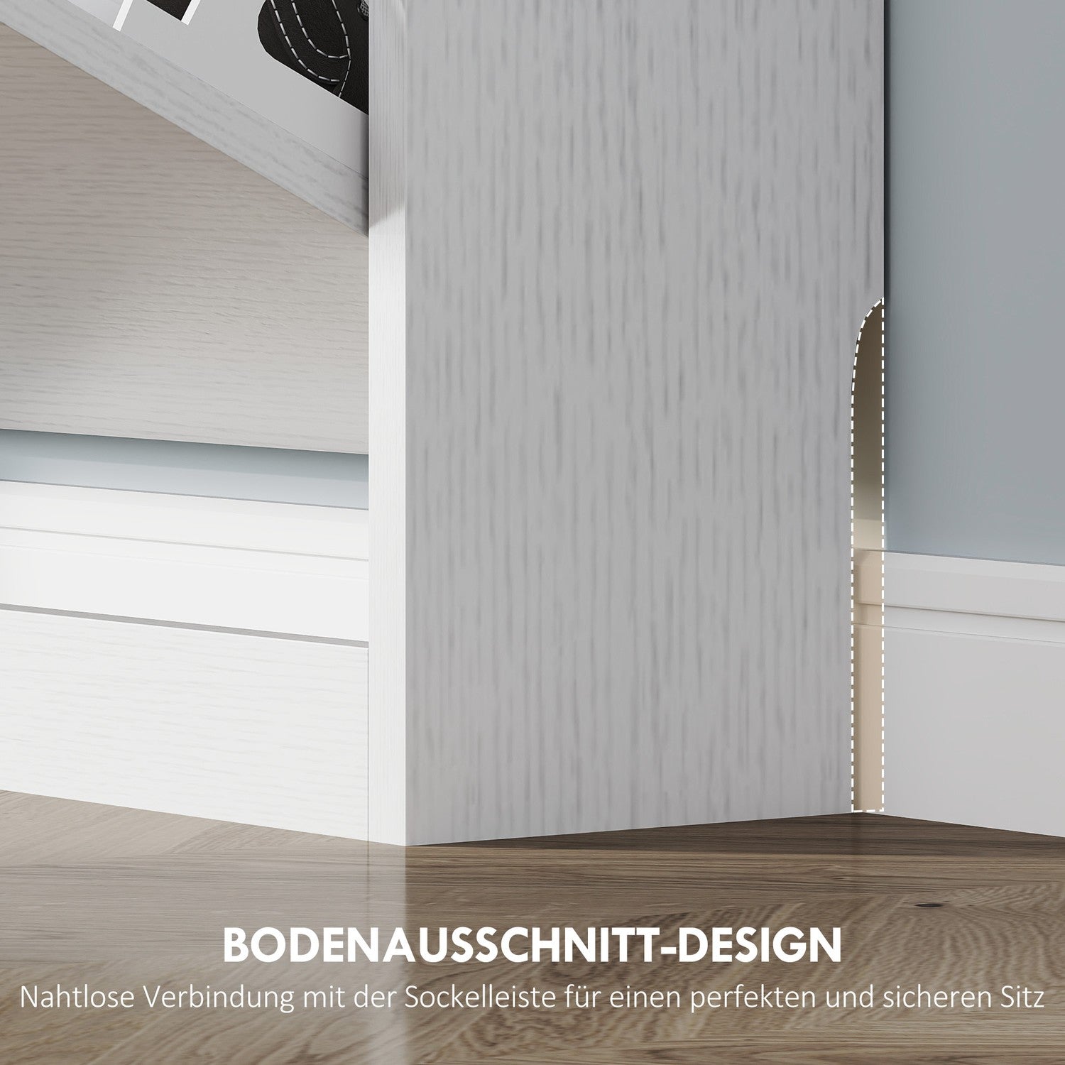 Smalt vitt skoskåp för 9-12 par, 3 klaffar, 80x17x108 cm