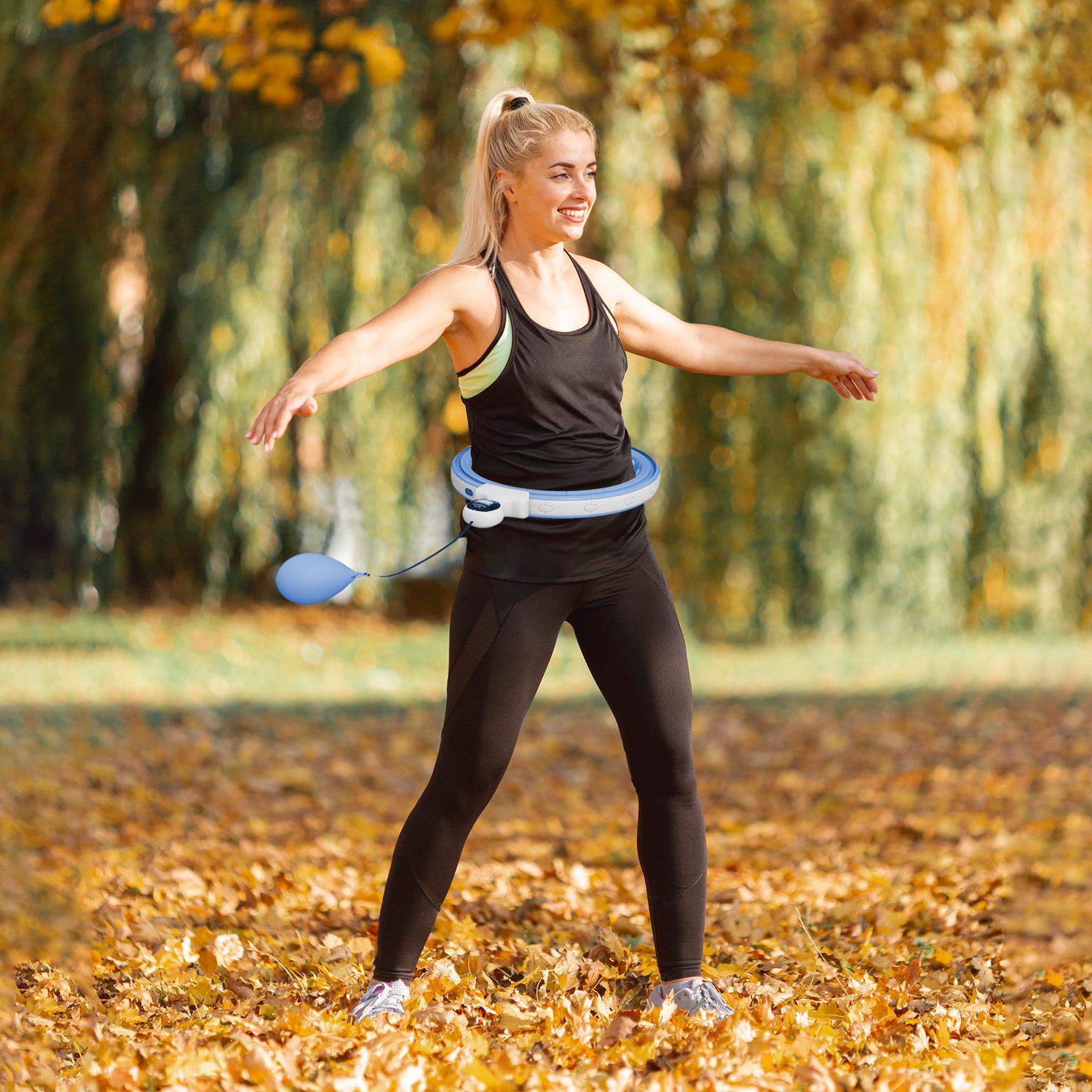 Smart Hula Hoop Vuxna med viktbollräknare 16 knop (76-113 cm) Ljusblå