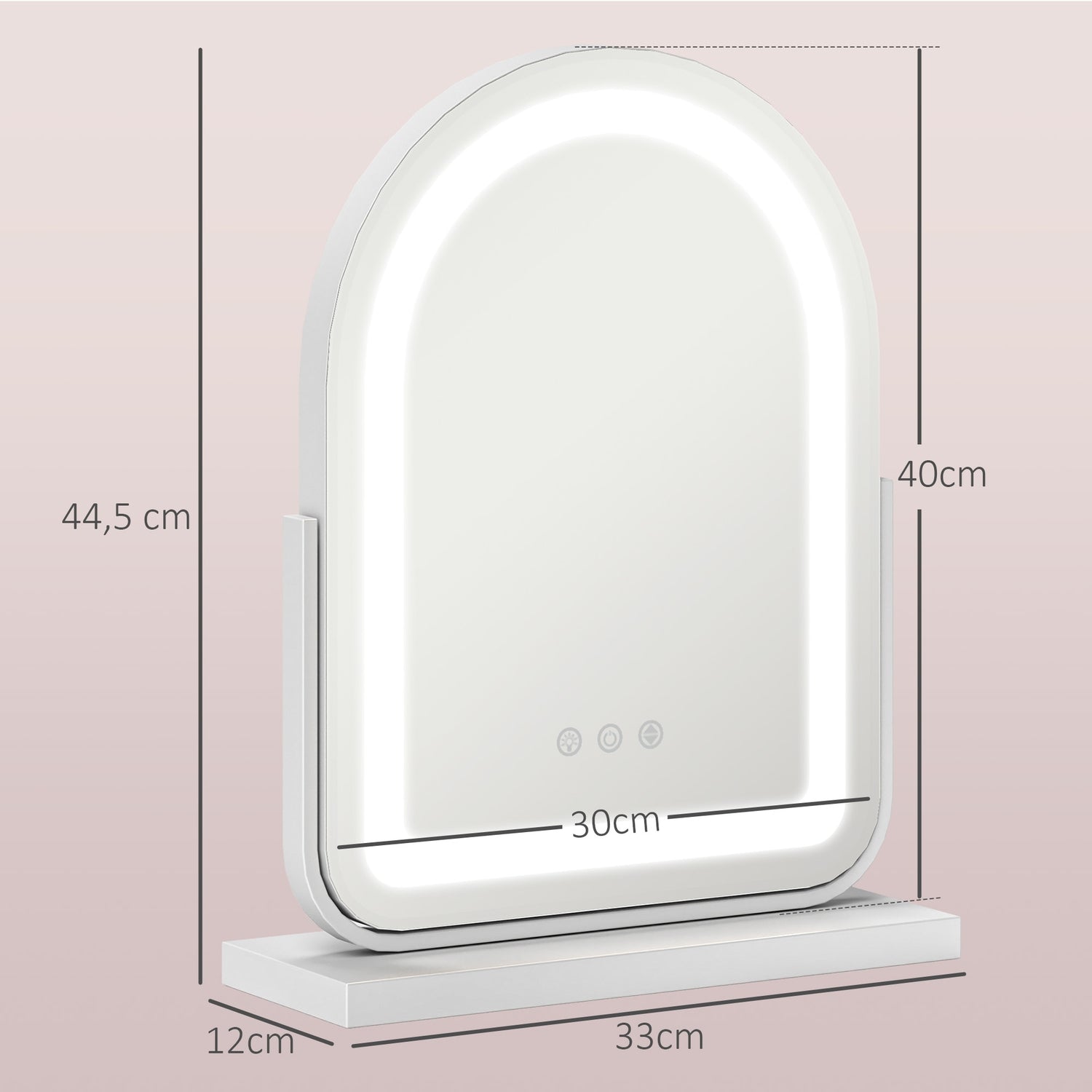 Sminkspegel med LED-ljus, 360° vridbar, 33x44,5 cm