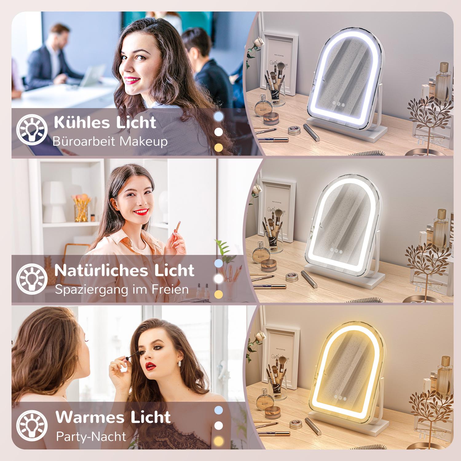 Sminkspegel med LED-ljus, 360° vridbar, 33x44,5 cm