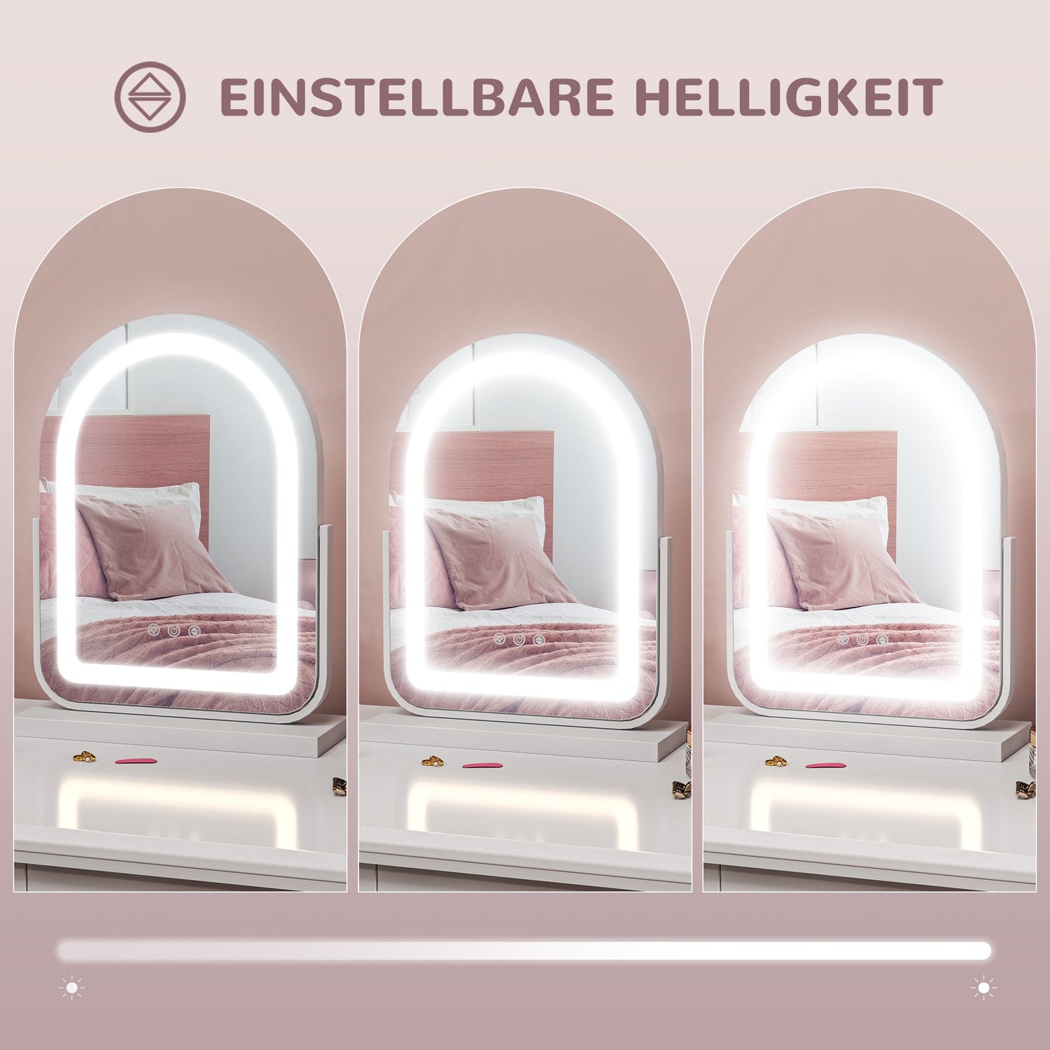 Sminkspegel med LED-ljus, 360° vridbar, 33x44,5 cm