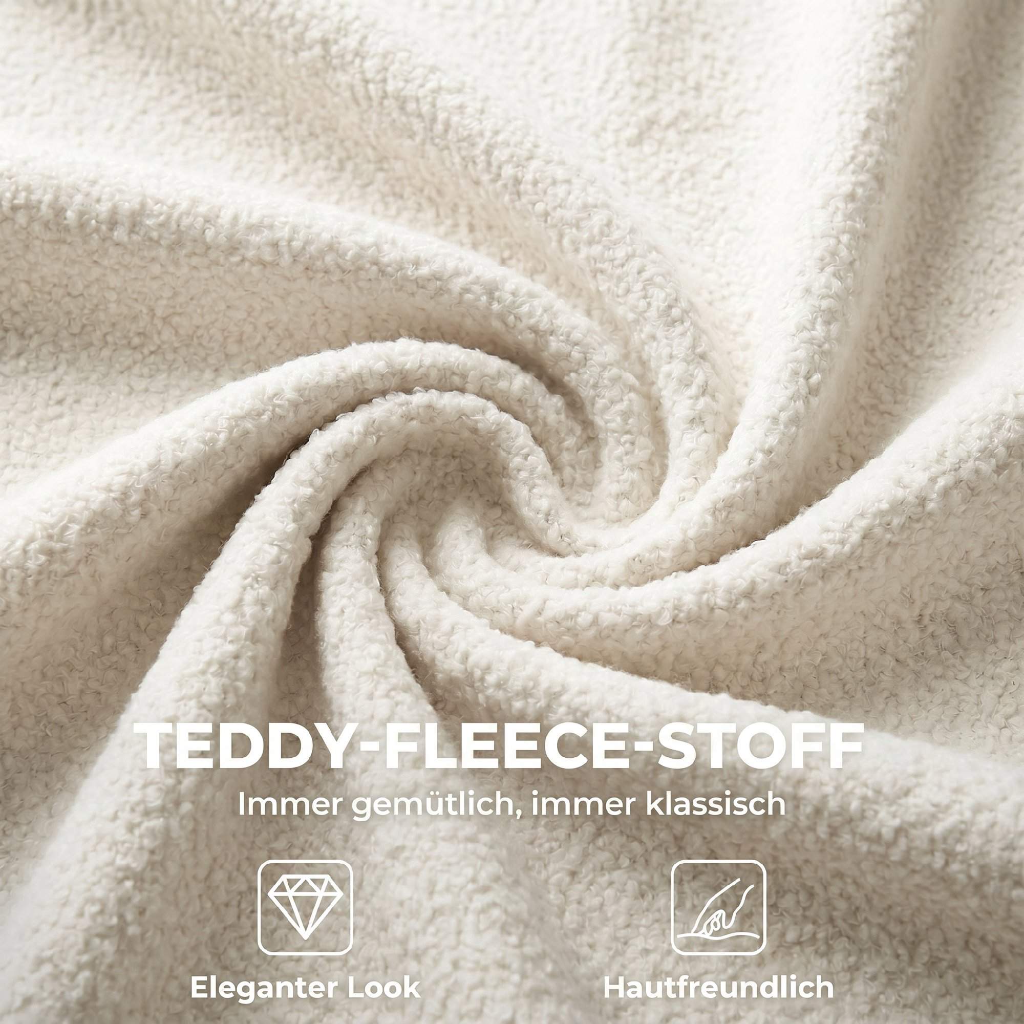 Snurrstol för kontor, Teddy Fleece, Höjdjusterbar, Krämfärgad