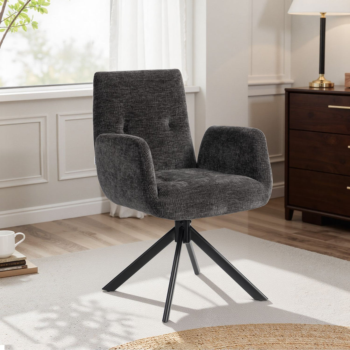 Snurrstol, moderne design, svart, kapasitet 120 kg