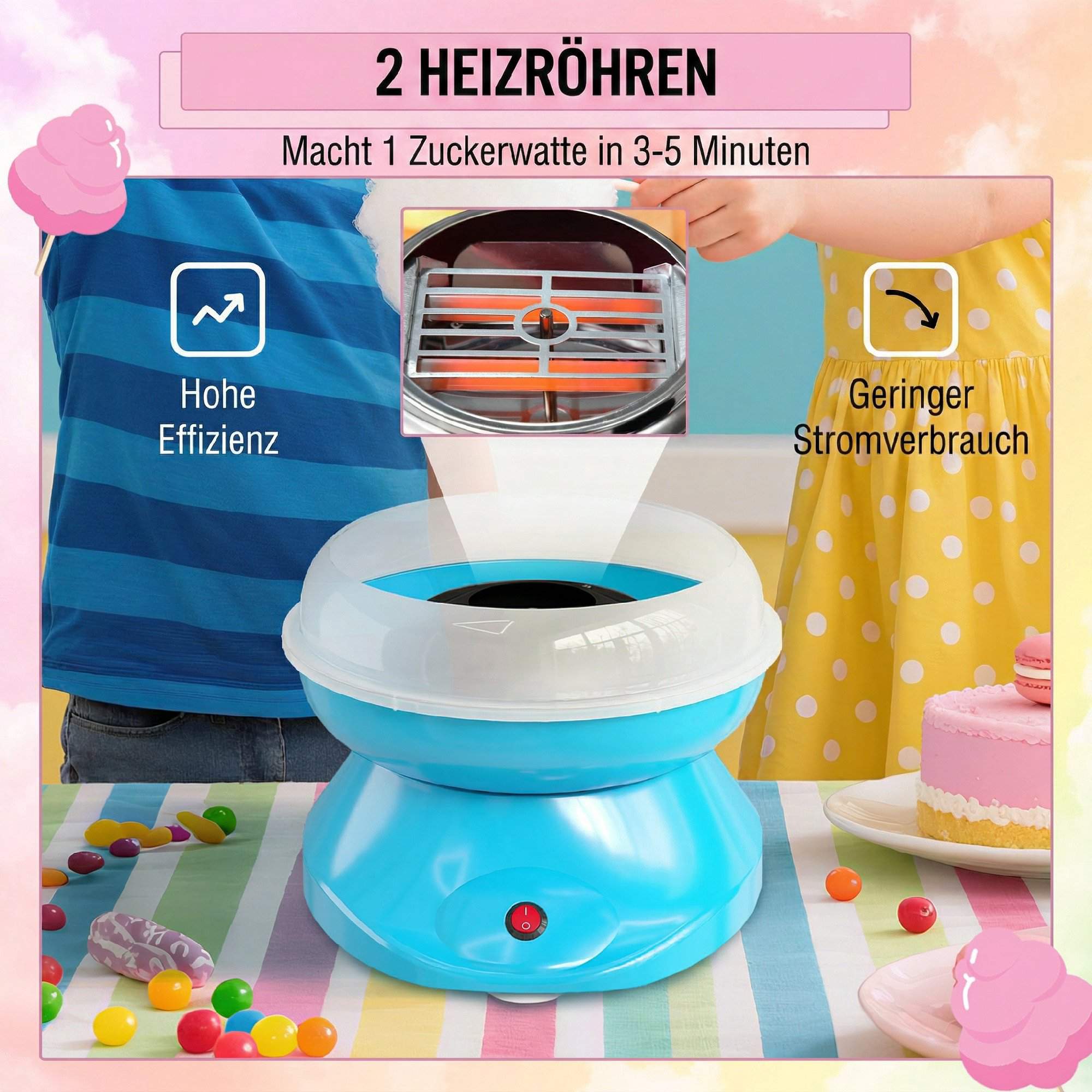 Sockervaddsmaskin, 550W hemmamaskin, 10 pinnar