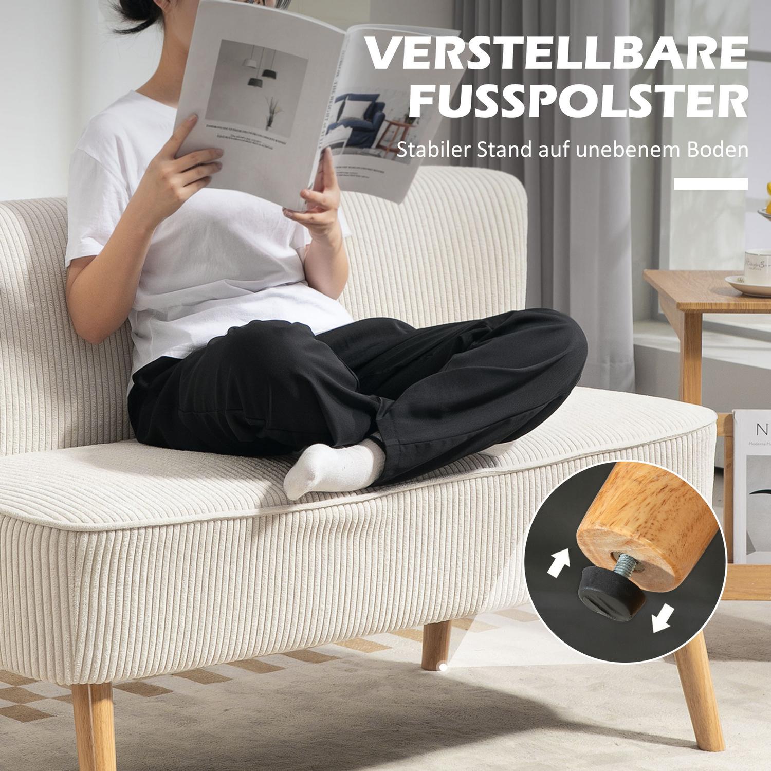 Tvåsitssoffa i modern manchesterlook, gräddvit