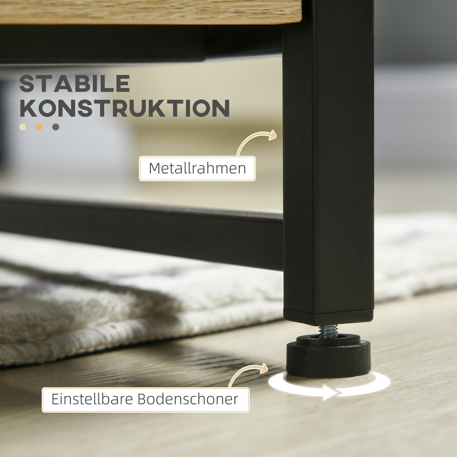 Soffbord med låda & glasskiva – Ek & Stål