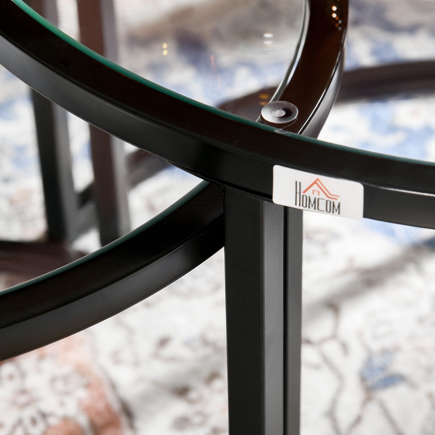 Soffbordsset om 2 – Svart stålstomme, härdat glas