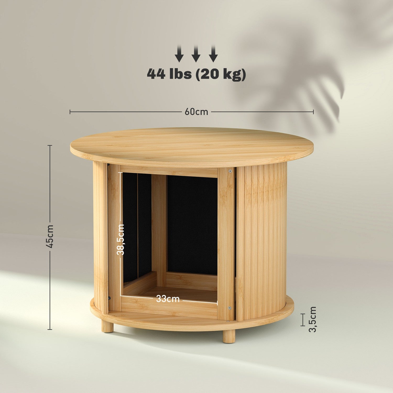 Runt soffbord i bambu med förvaring – modern design