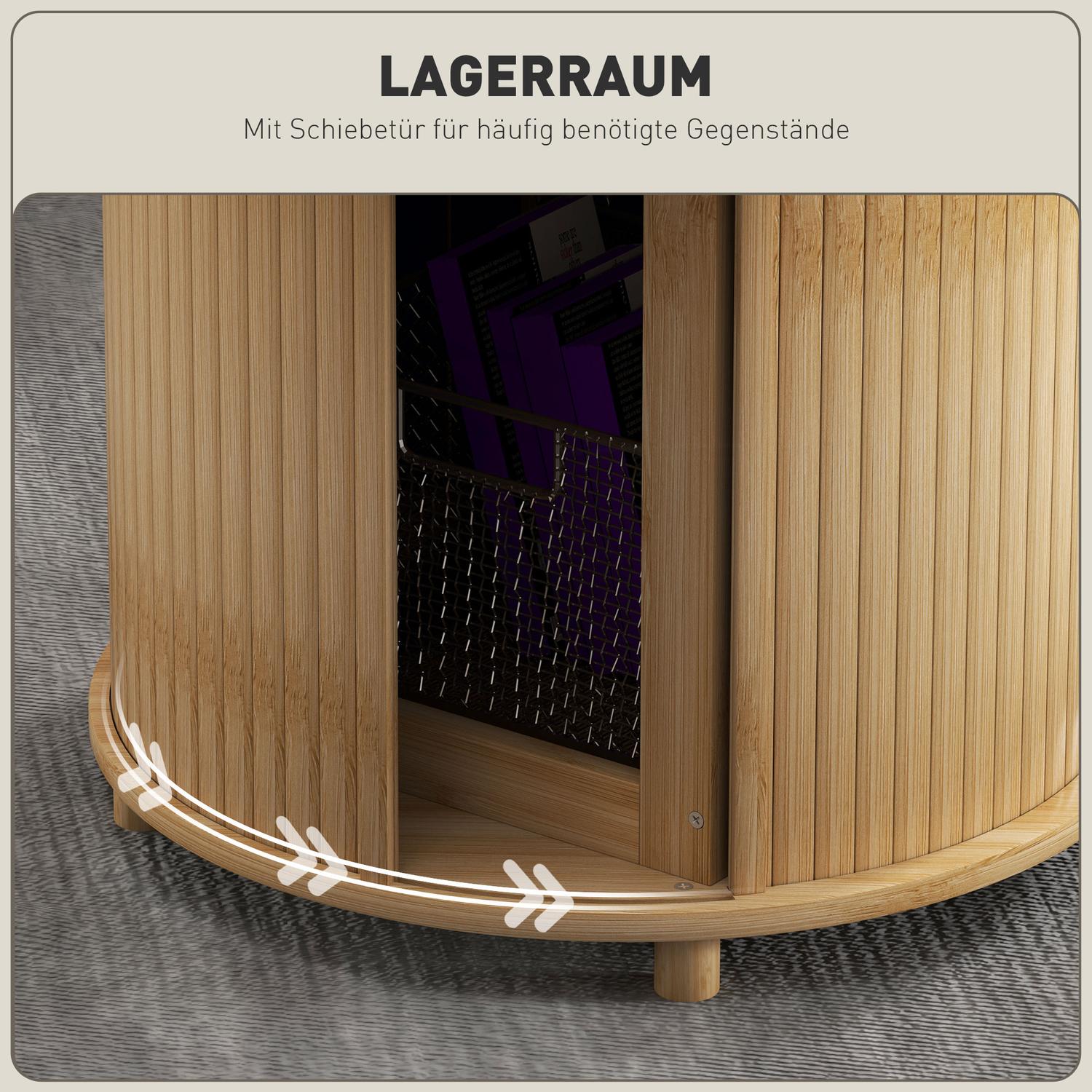 Runt soffbord i bambu med förvaring – modern design