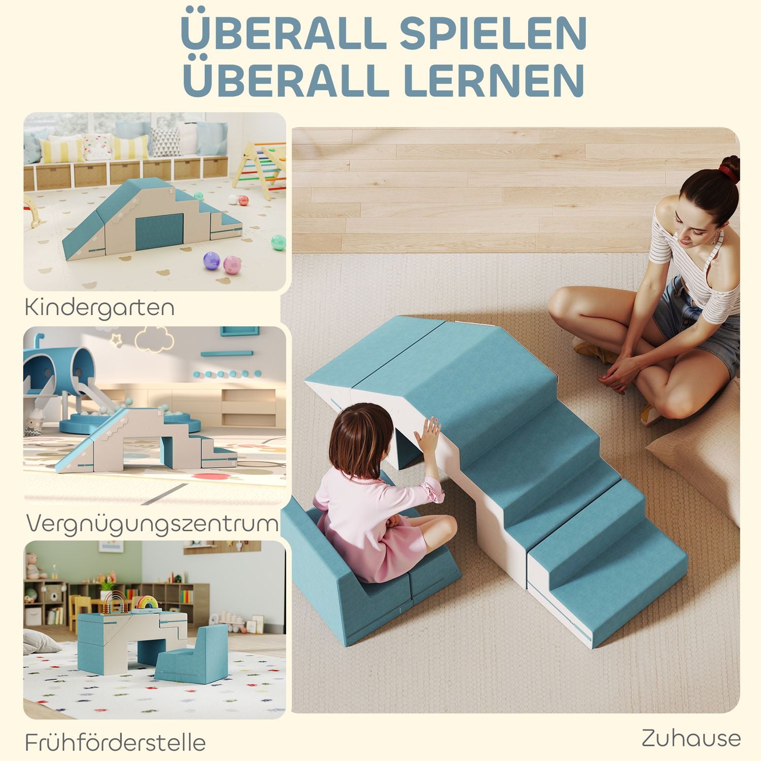 Soft Play Block Set för småbarn, konstläder, skum
