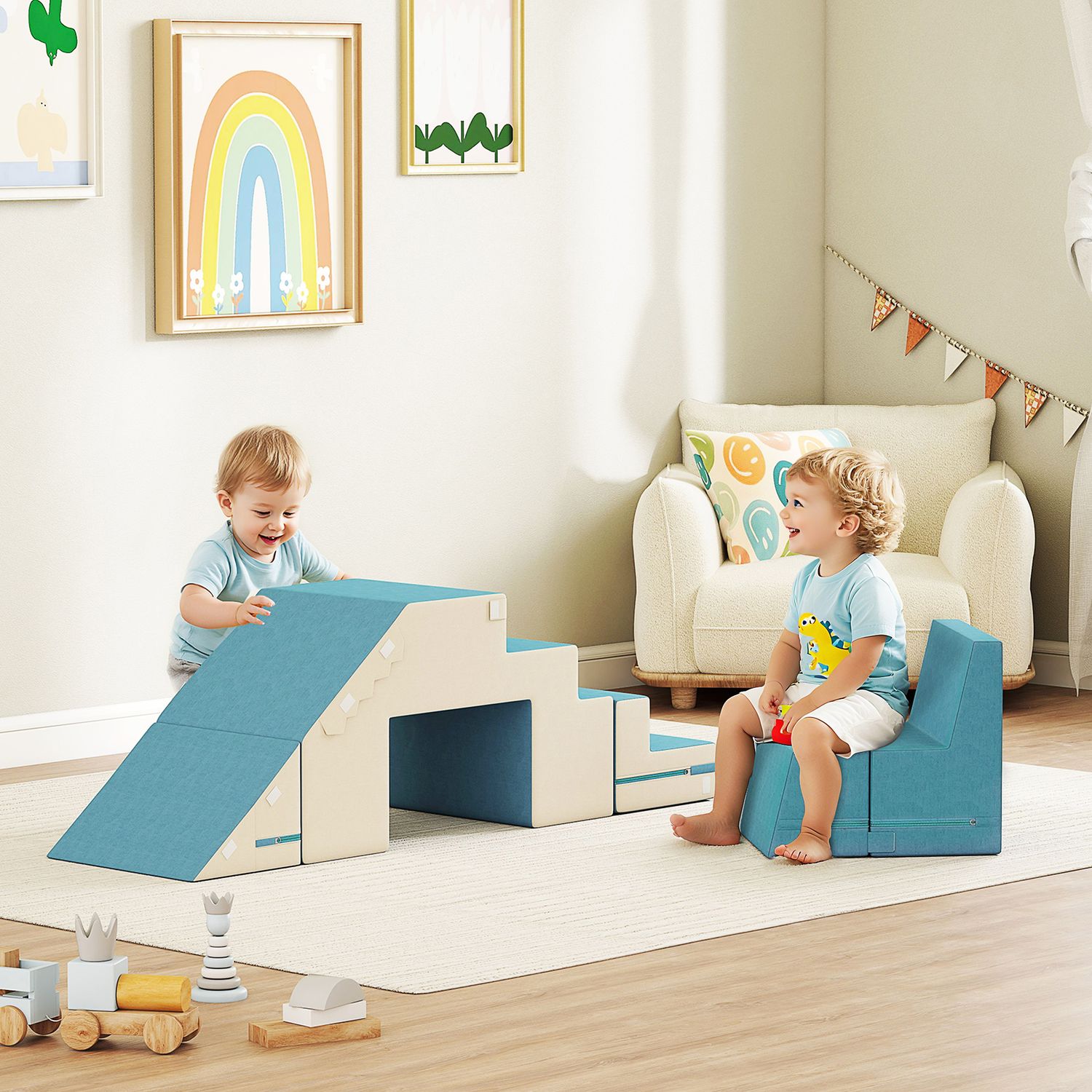 Soft Play Block Set för småbarn, konstläder, skum