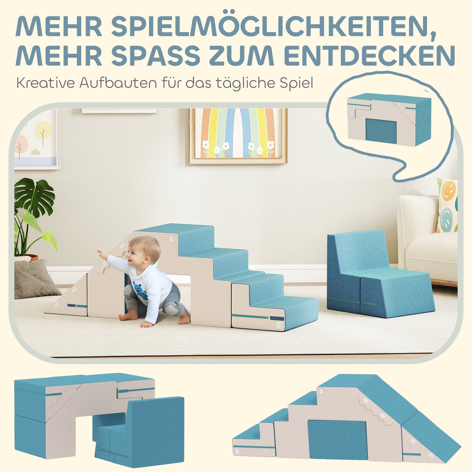 Soft Play Block Set för småbarn, konstläder, skum