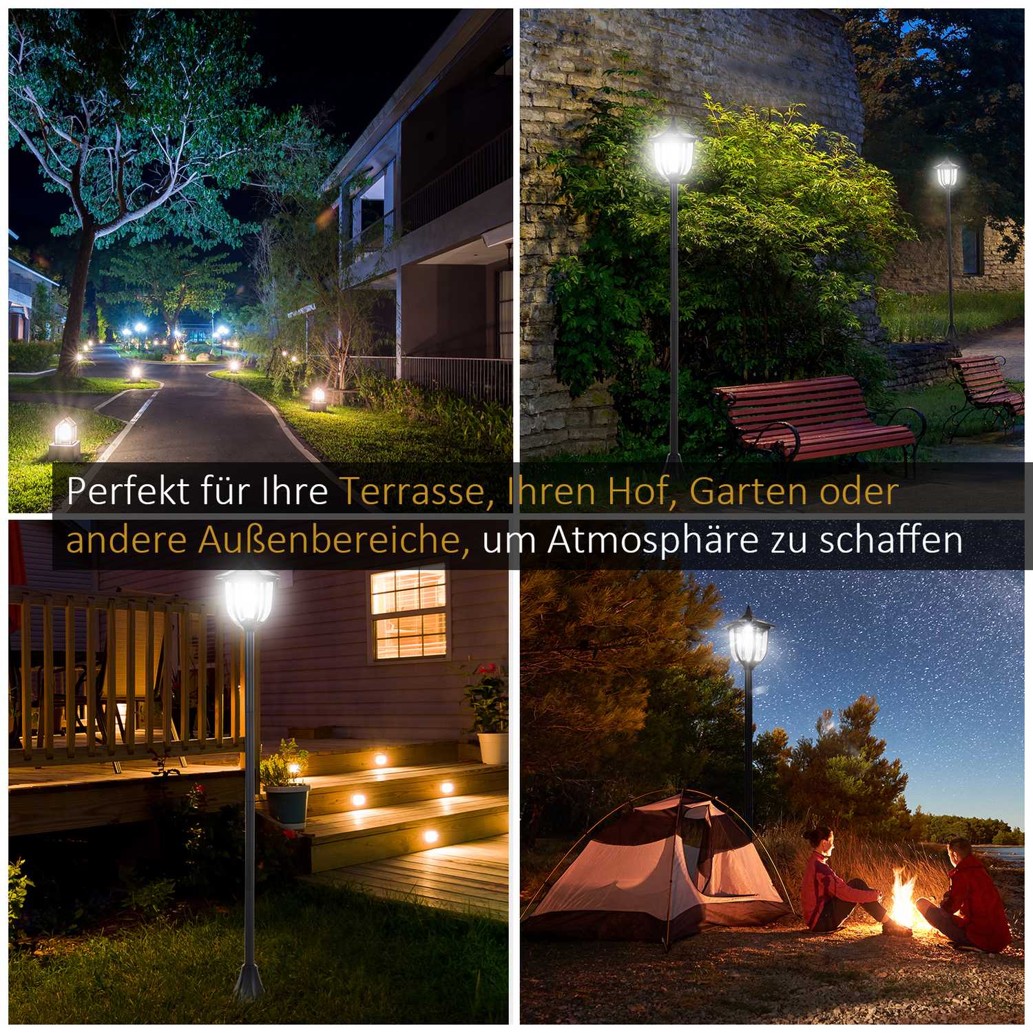 Solar LED Garden Path Light – 40 Lumen, svart, 160 cm