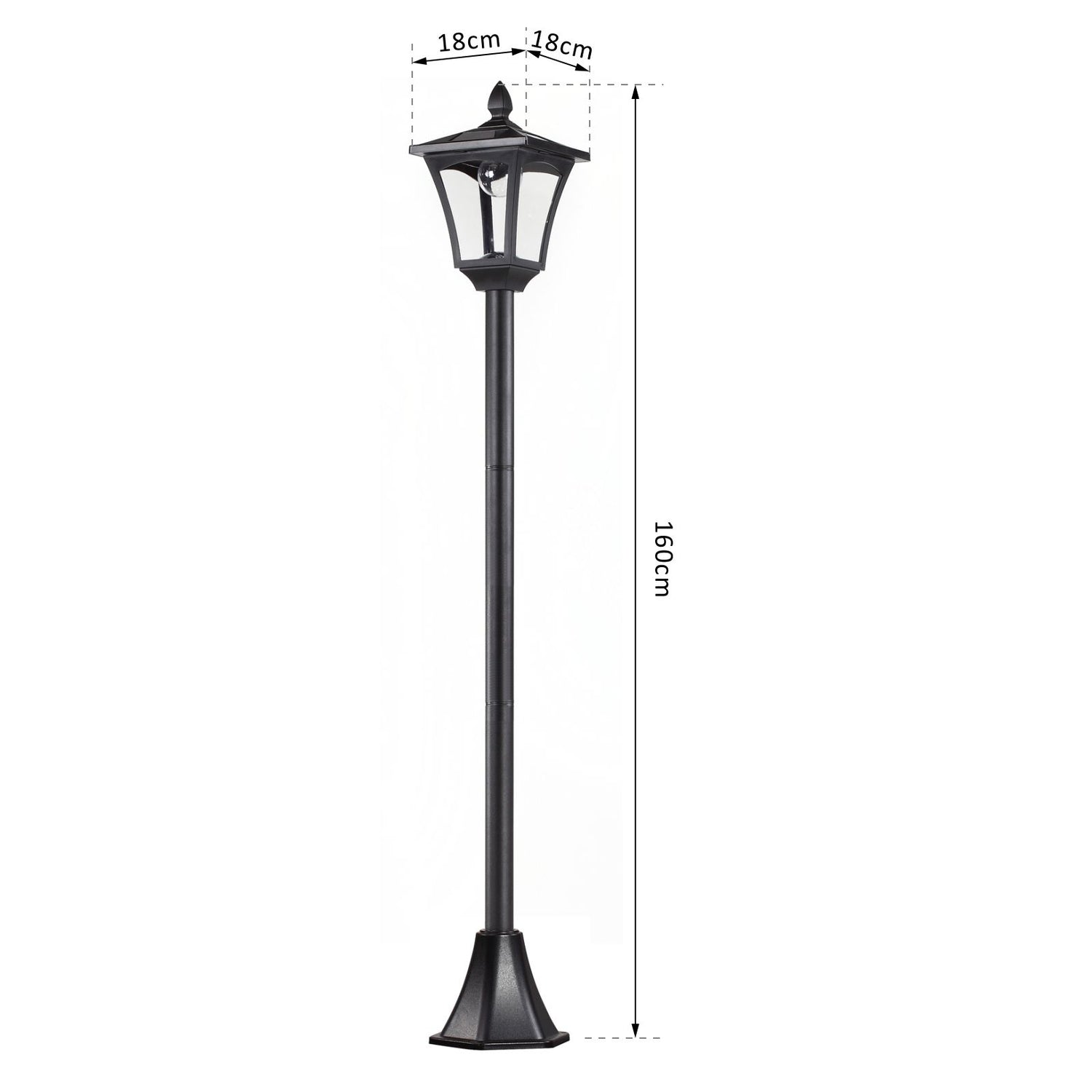 Solar LED Garden Path Light – 40 Lumen, svart, 160 cm