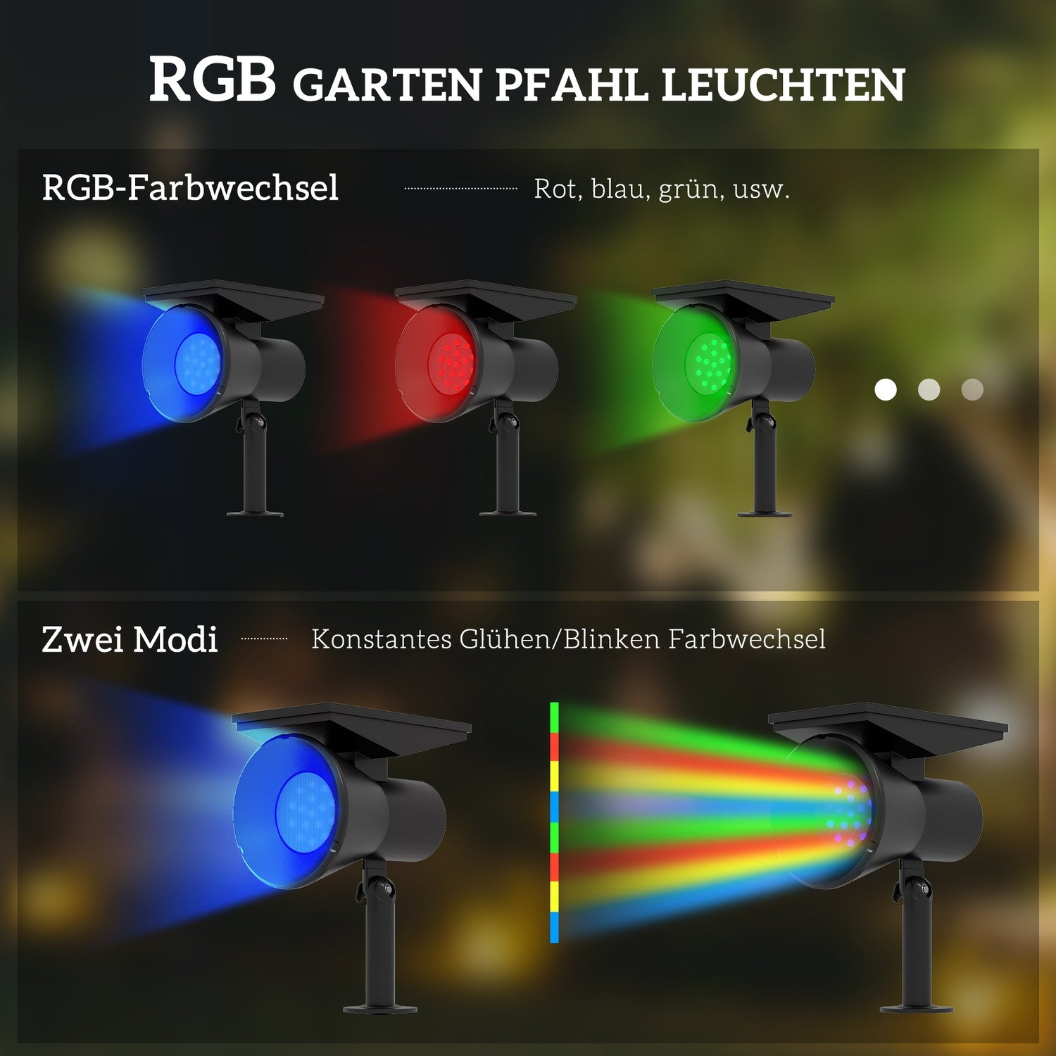Solar Garden Lights, 2 färger, vägg-/golvmontering, IP54 vattentät