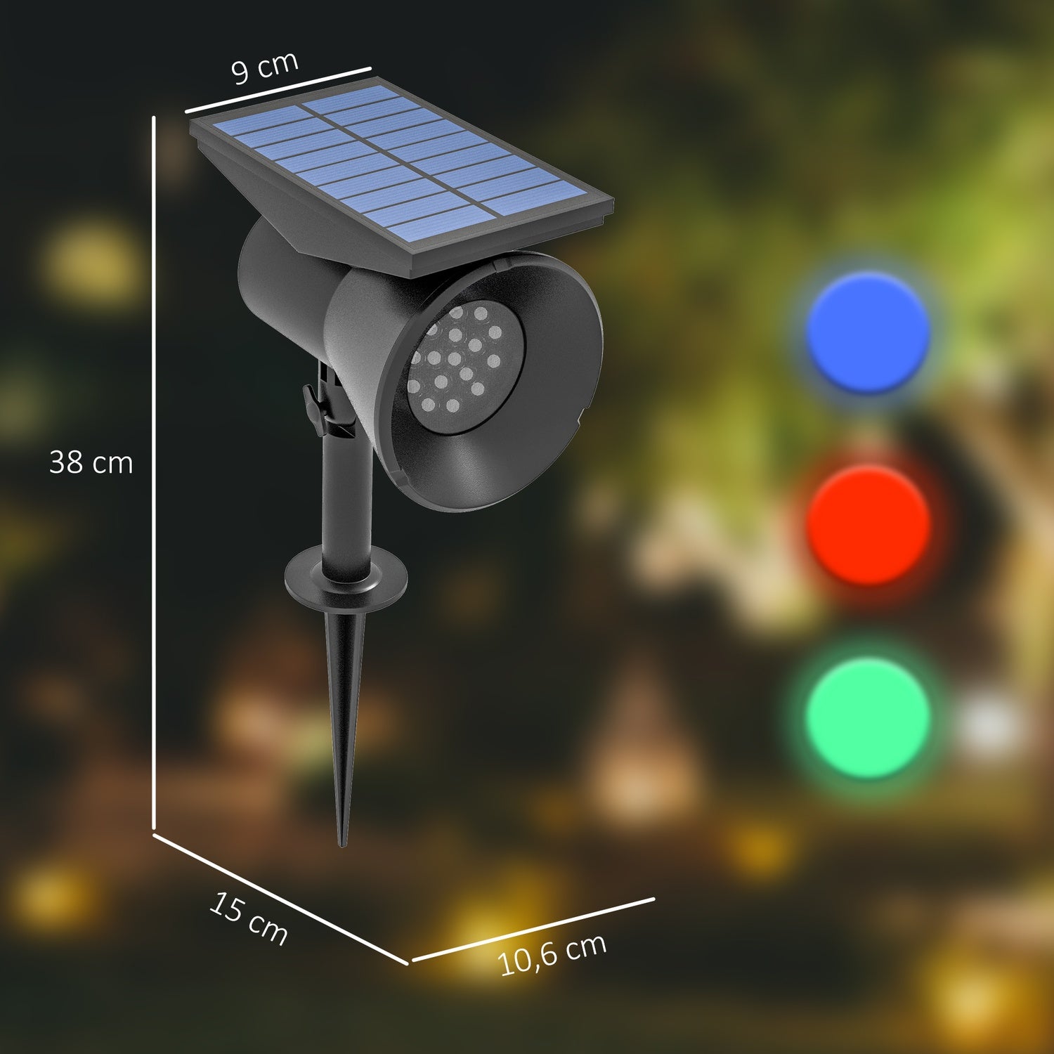 Solar Garden Lights, 2 färger, vägg-/golvmontering, IP54 vattentät