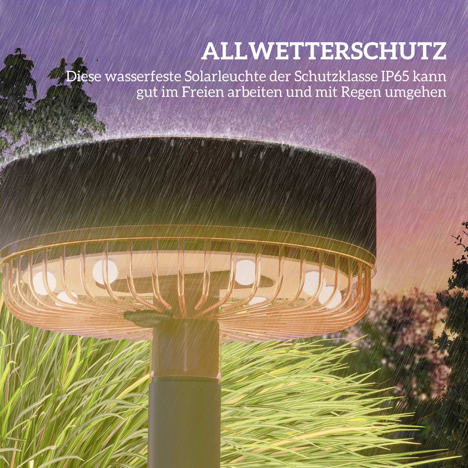 Paket med 3 Solar Garden Lights, varmvit, IP65 vattentät