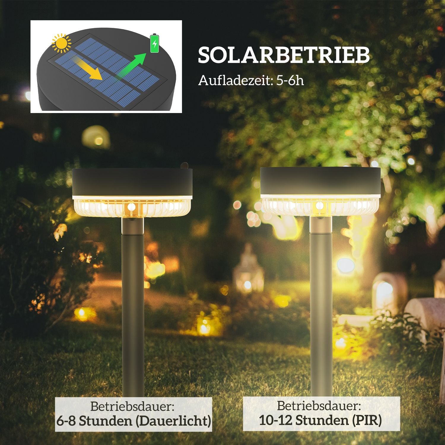 Paket med 3 Solar Garden Lights, varmvit, IP65 vattentät