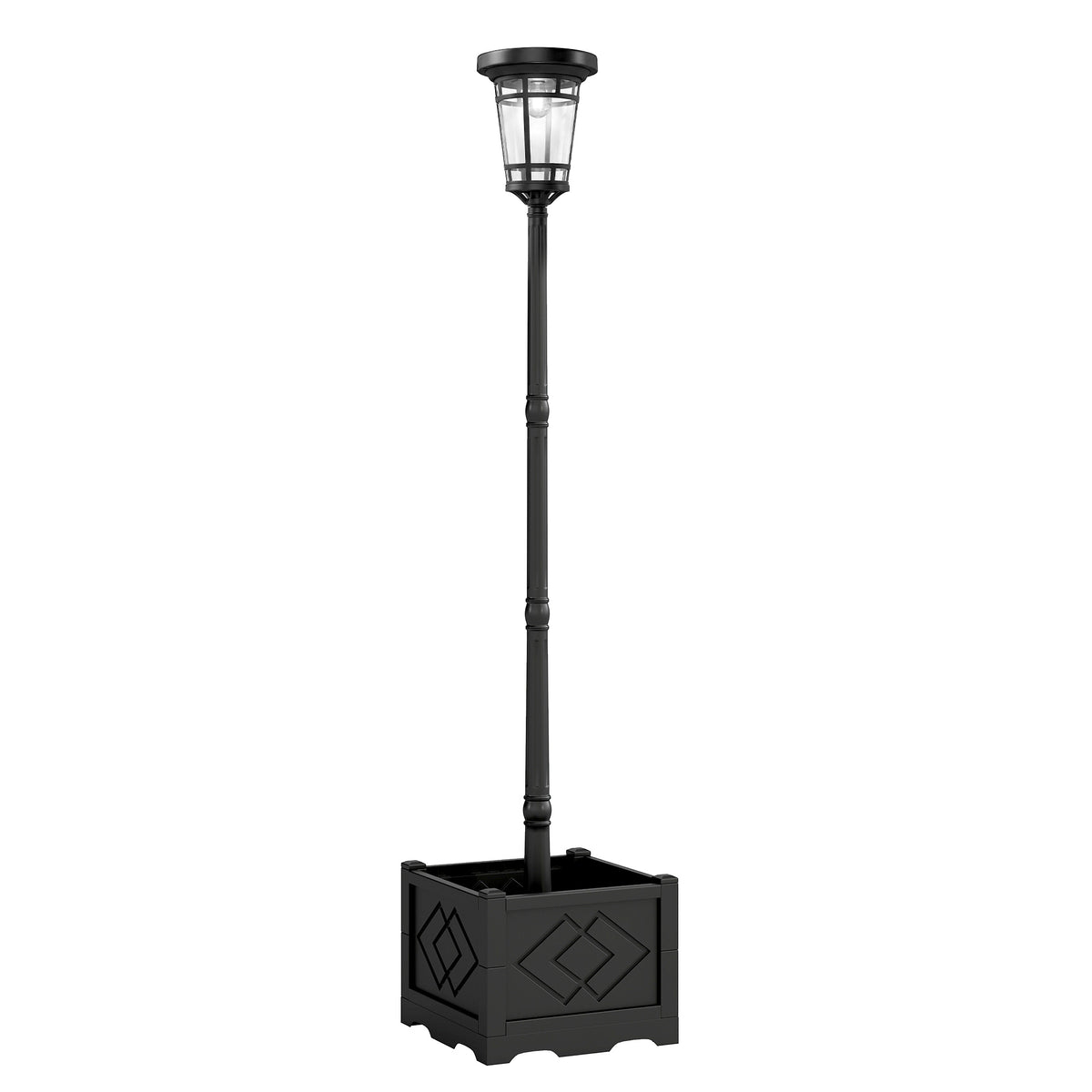 Solcelledrevet hagelykt med potte, 195 cm, dobbel lysstyrke