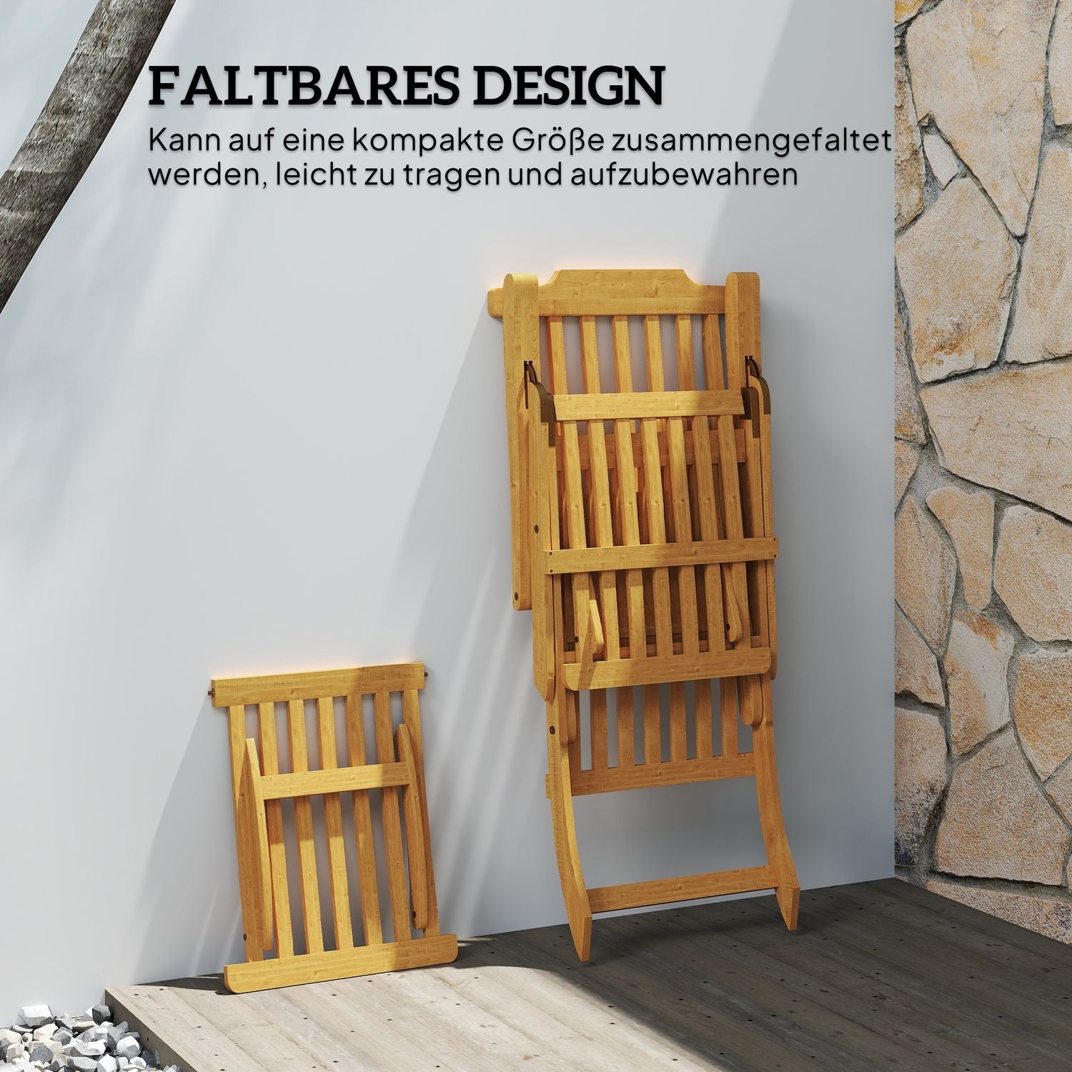 Solstol hopfällbar trädgårdsstol i trä med fotstöd, madrass, solstol upp till 160 kg lastkapacitet i teak