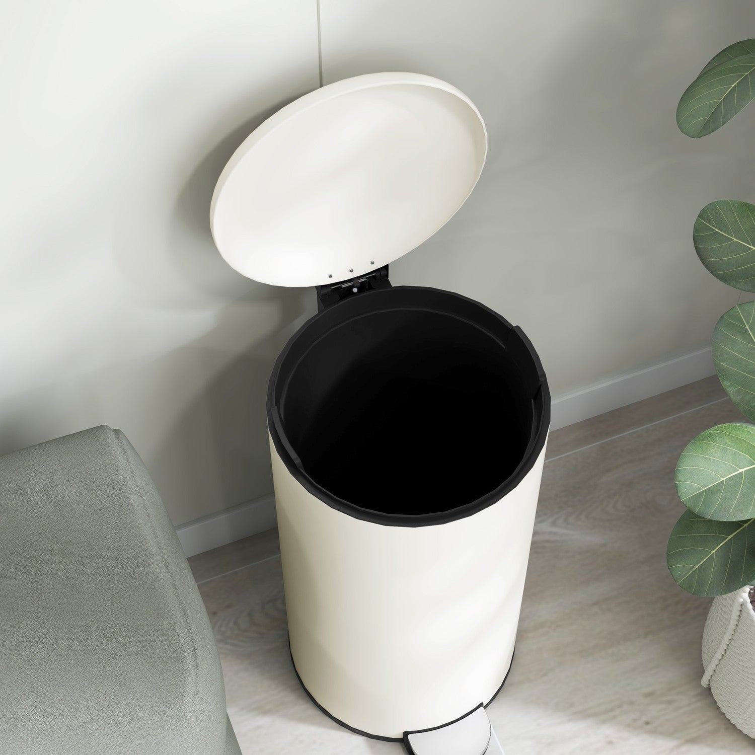 Metallpedalsoptunna med lock – 30L, inre soptunna medföljer