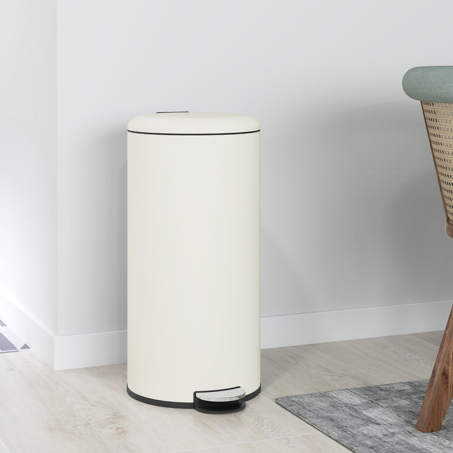 Metallpedalsoptunna med lock – 30L, inre soptunna medföljer