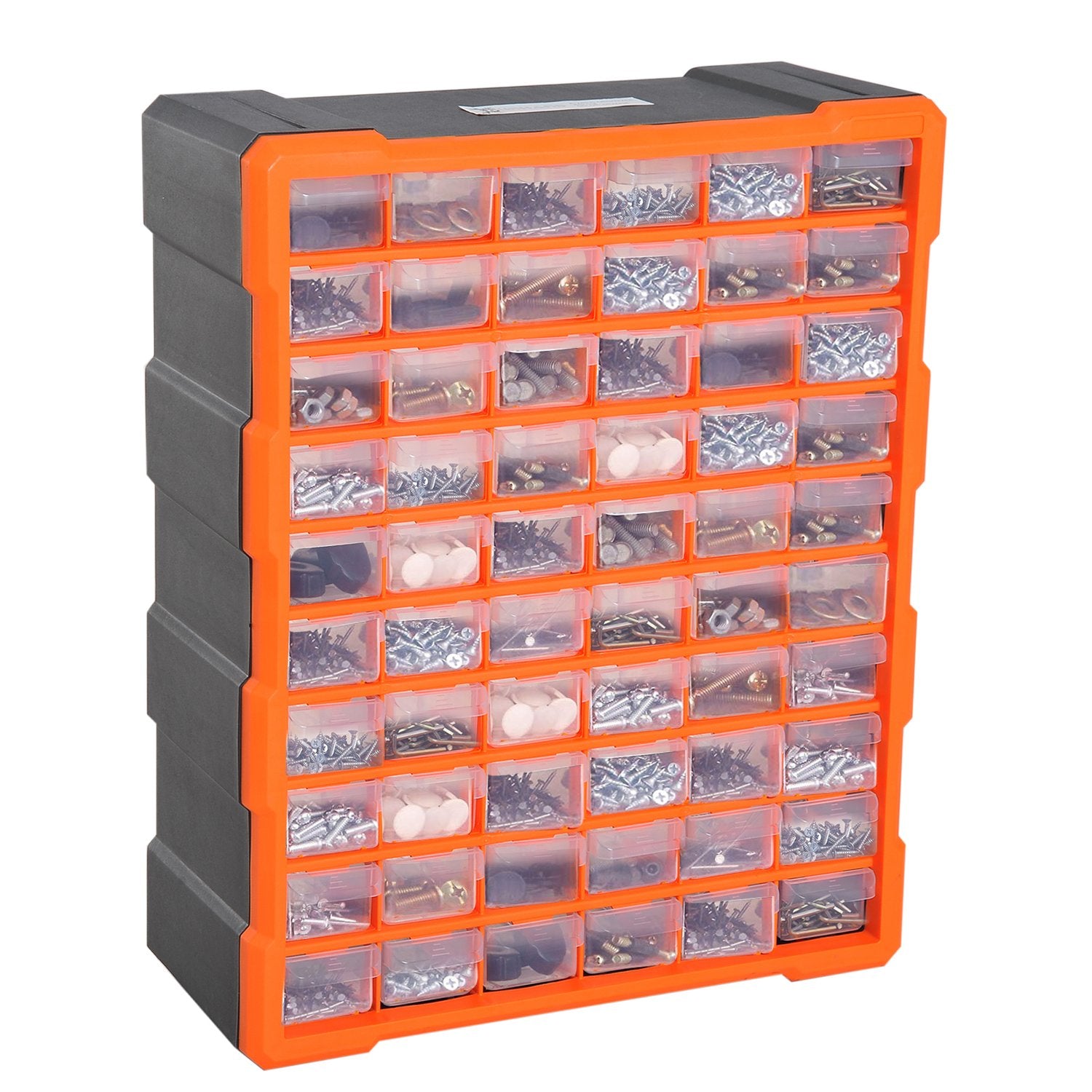 Förvaringslåda för smådelar, 60 fack, orange, L38xB16xH47,5cm