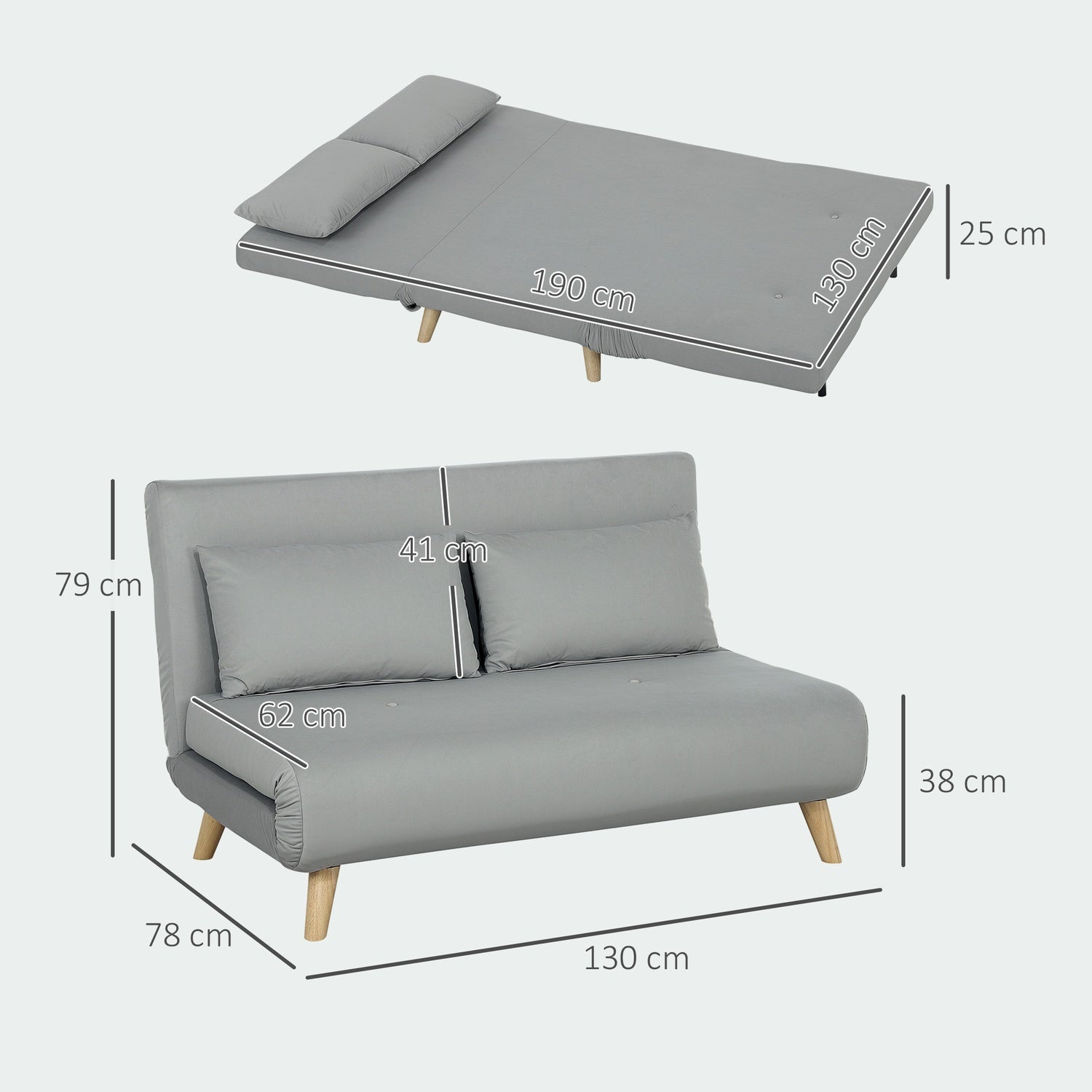Fällbar sammetsstolsäng, justerbar, 250 kg kapacitet, grå