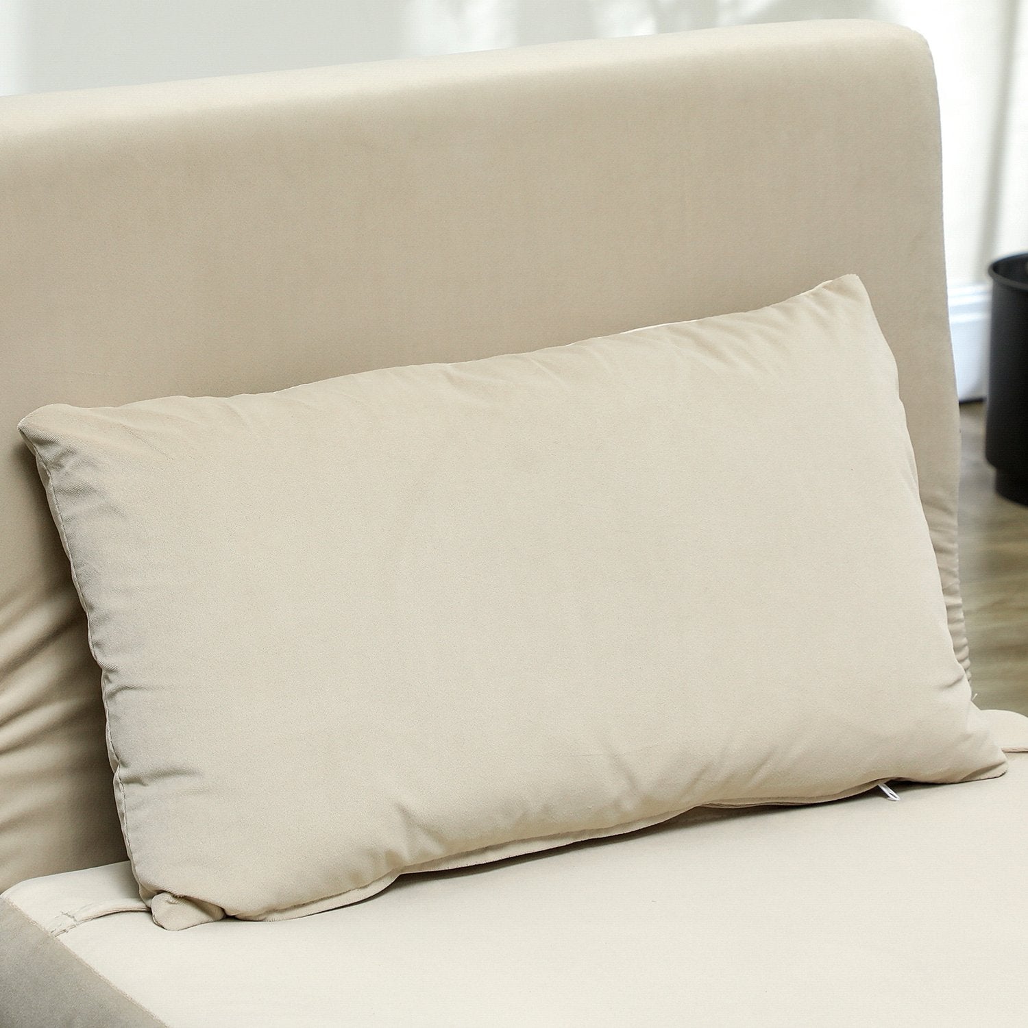 Folding Velvet Look Sleeper Chair med kuddar, Beige