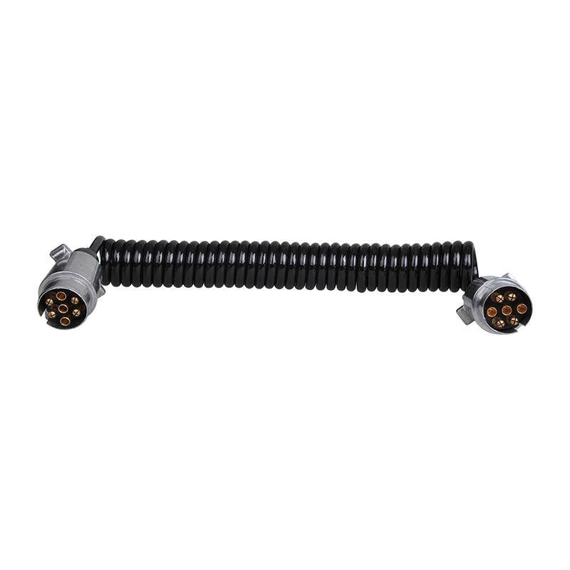 Spiralkabel 4,5M med 2x 7-polig kontakt metall