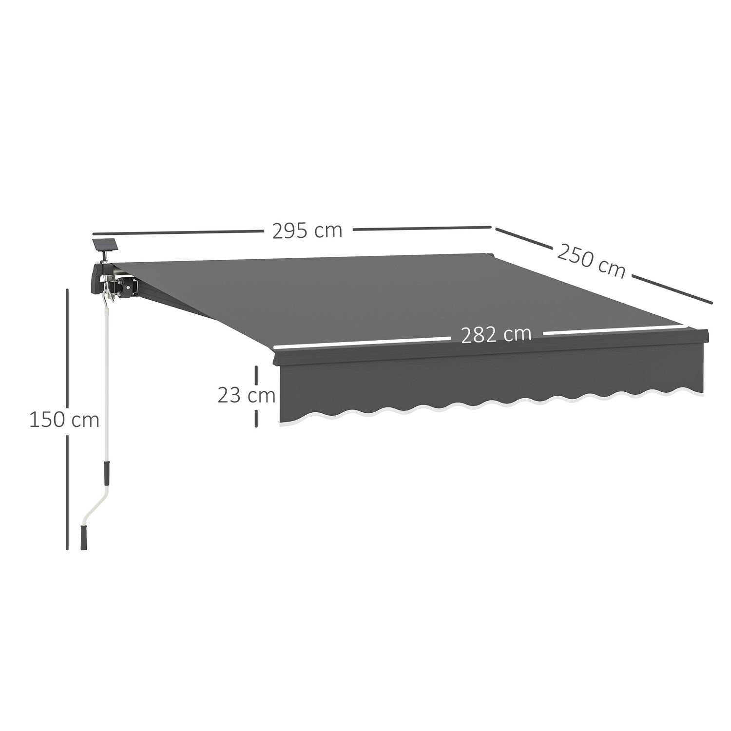 Klämmarkis med handvev, UV 50+ Solskydd, 300 cm Grå
