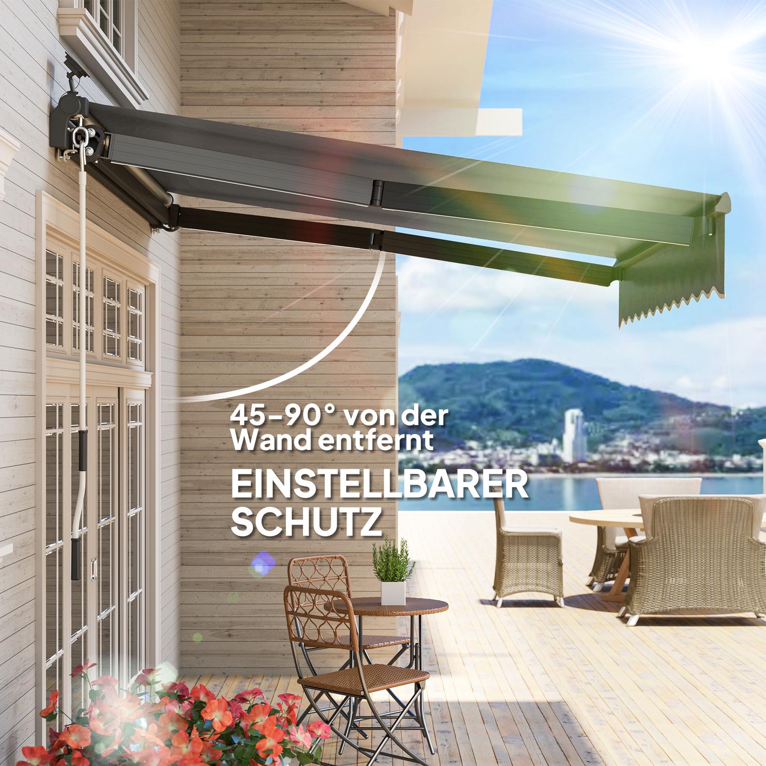 Klämmarkis med handvev, UV 50+ Solskydd, 300 cm Grå
